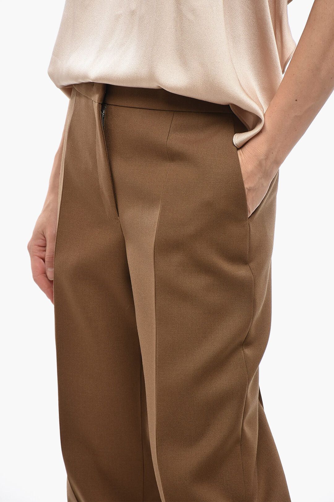 Jil Sander og1mm0626 Slim Fit Wool Twill Pant in Brown Size 30" / US 8 / IT 44 - 3 Thumbnail