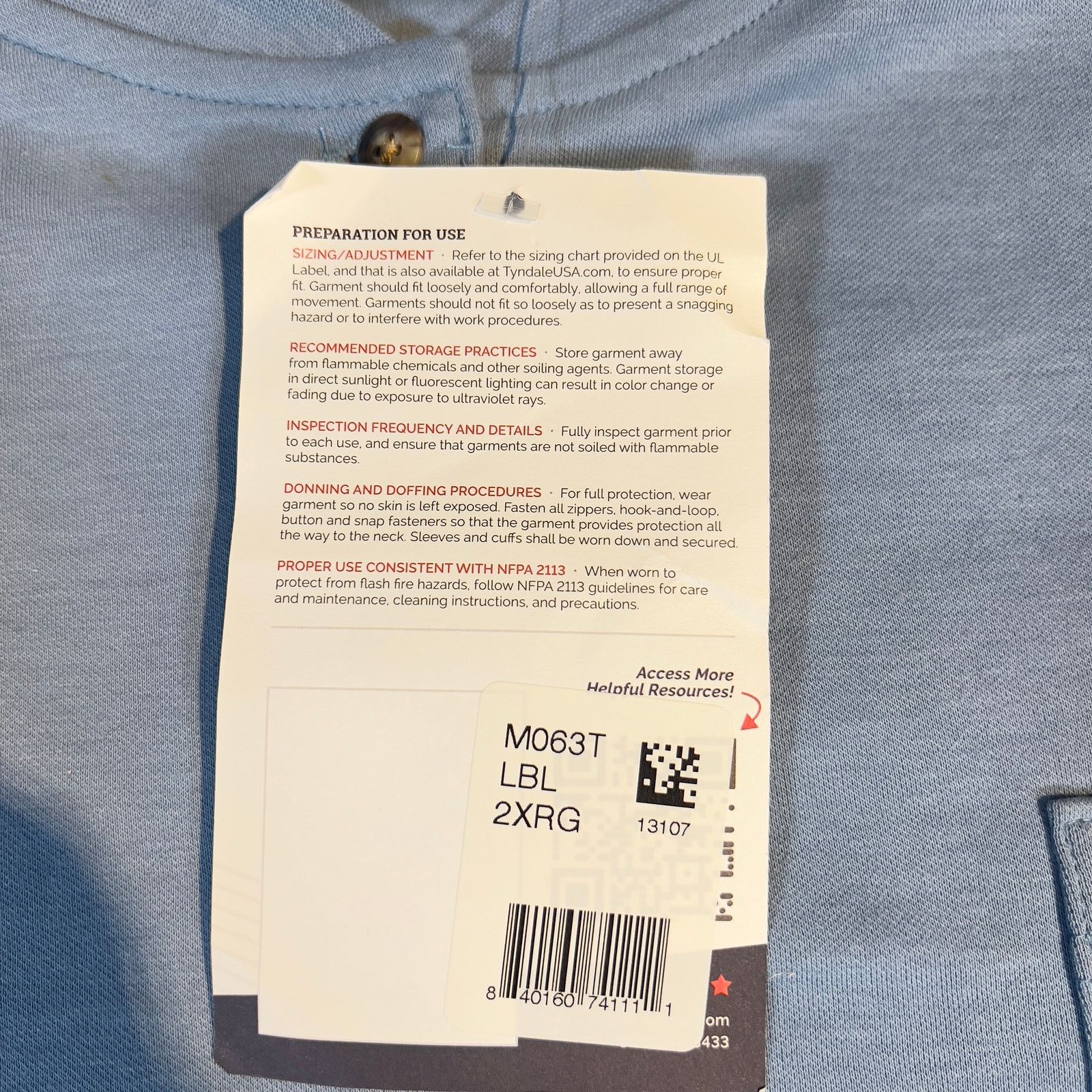 Other Tyndale FRMC Henley Shirt 2X Bl Long Pocket Safety Electric Size US XXL / EU 58 / 5 - 8 Thumbnail