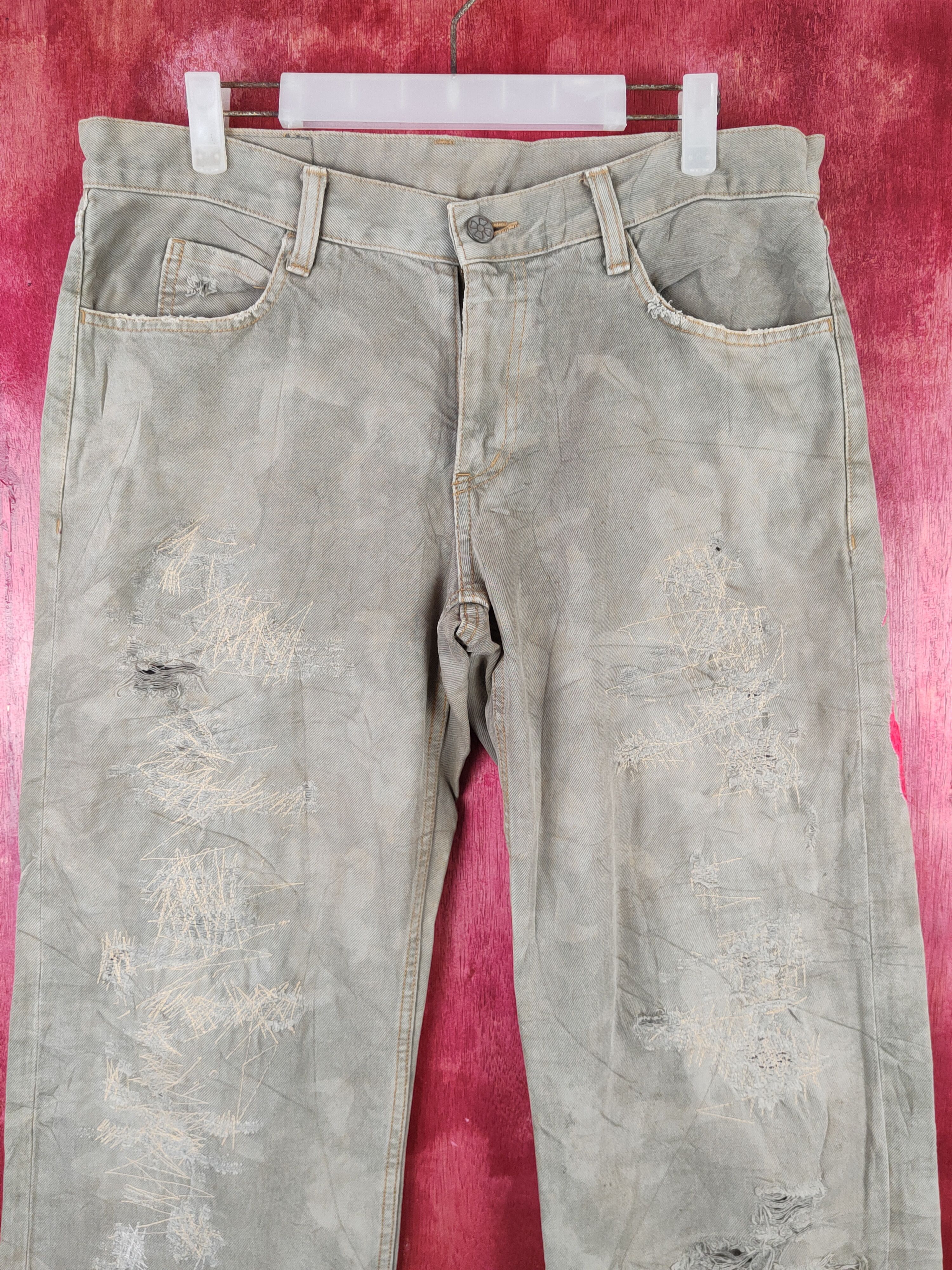 Japanese Brand Ozone Rocks Gray Faded Distressed Ripped Jeans #S1791 Size US 34 / EU 50 - 2 Thumbnail