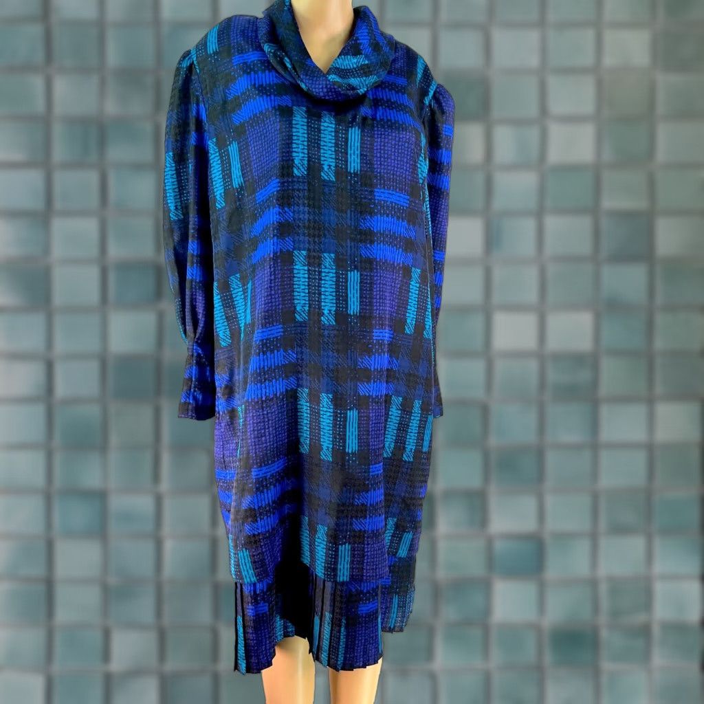 Vintage VINTAGE Umba Dress Shift Plaid Puff Sleeve Blue Size 12 Women Size XL / US 12-14 / IT 48-50 - 1 Thumbnail