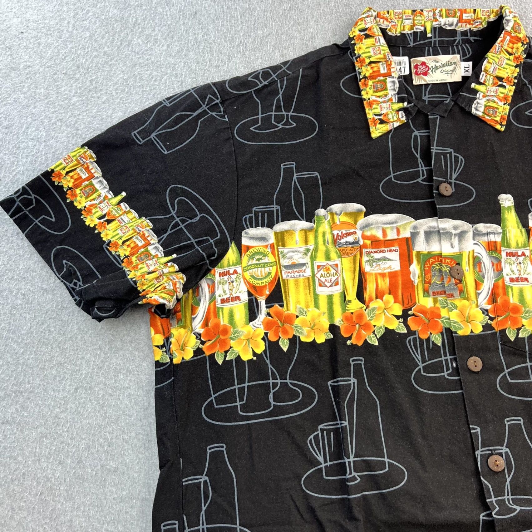 Hilo Hattie VINTAGE Hilo Hattie Shirt Mens XL Black Hawaiian Beer Bottles Novelty Aloha Party Print Shirt Size US XL / EU 56 / 4 - 6 Thumbnail