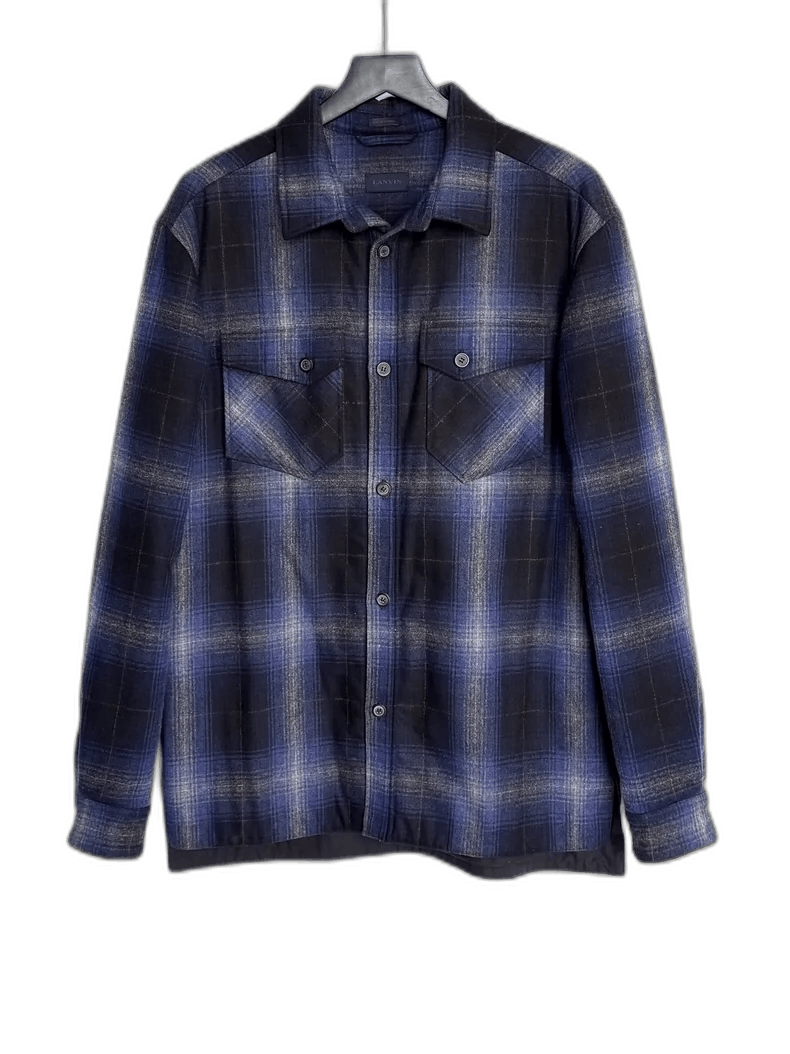 Lanvin Lanvin Wool Plaid Shirt Jacket with Horn Buttons Size US L / EU 52-54 / 3 - 1 Thumbnail