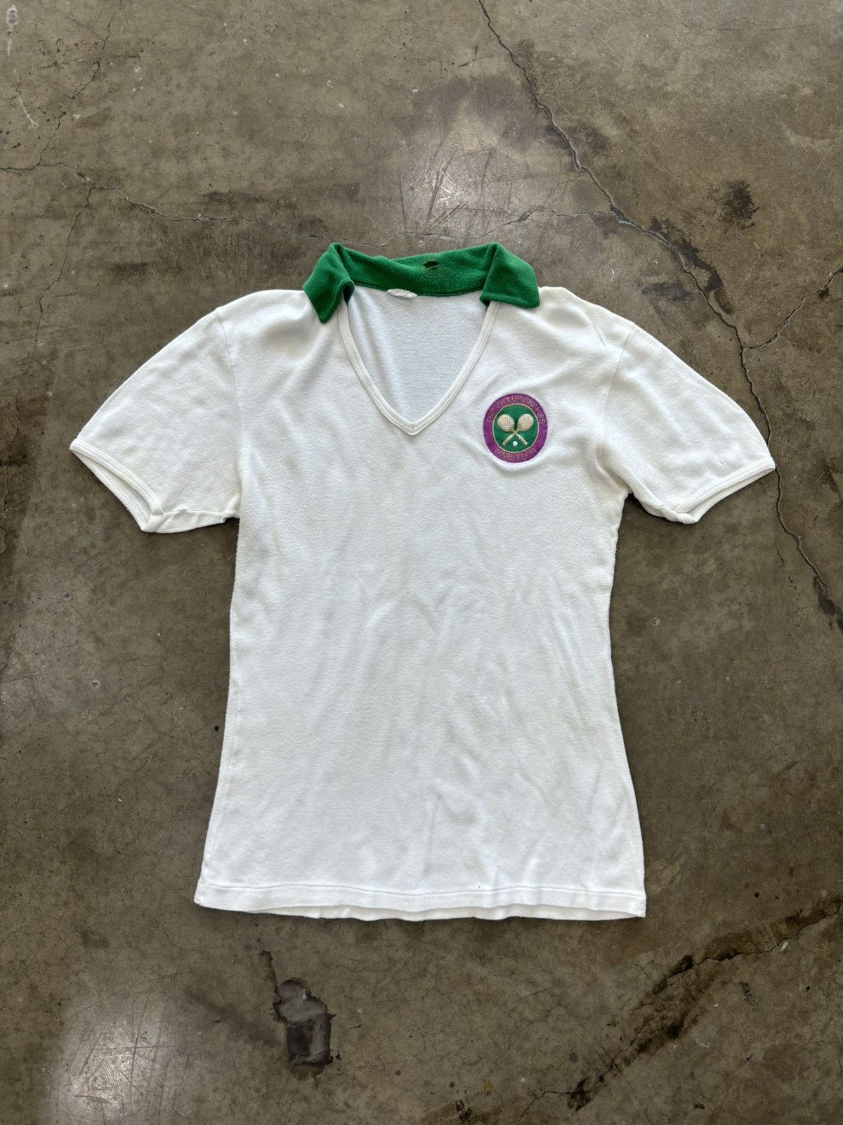 Vintage Vintage Tennis Champion Wimbledon Vneck Polo XL Size XL / US 12-14 / IT 48-50 - 2 Thumbnail