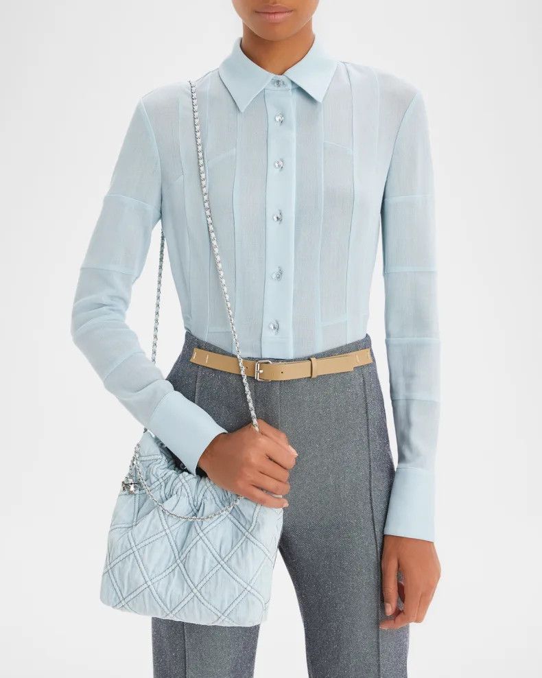 Tory Burch os11x0326 Size: OS / Mini Fleming Soft Denim Hobo Bag Blue Size ONE SIZE - 4 Thumbnail