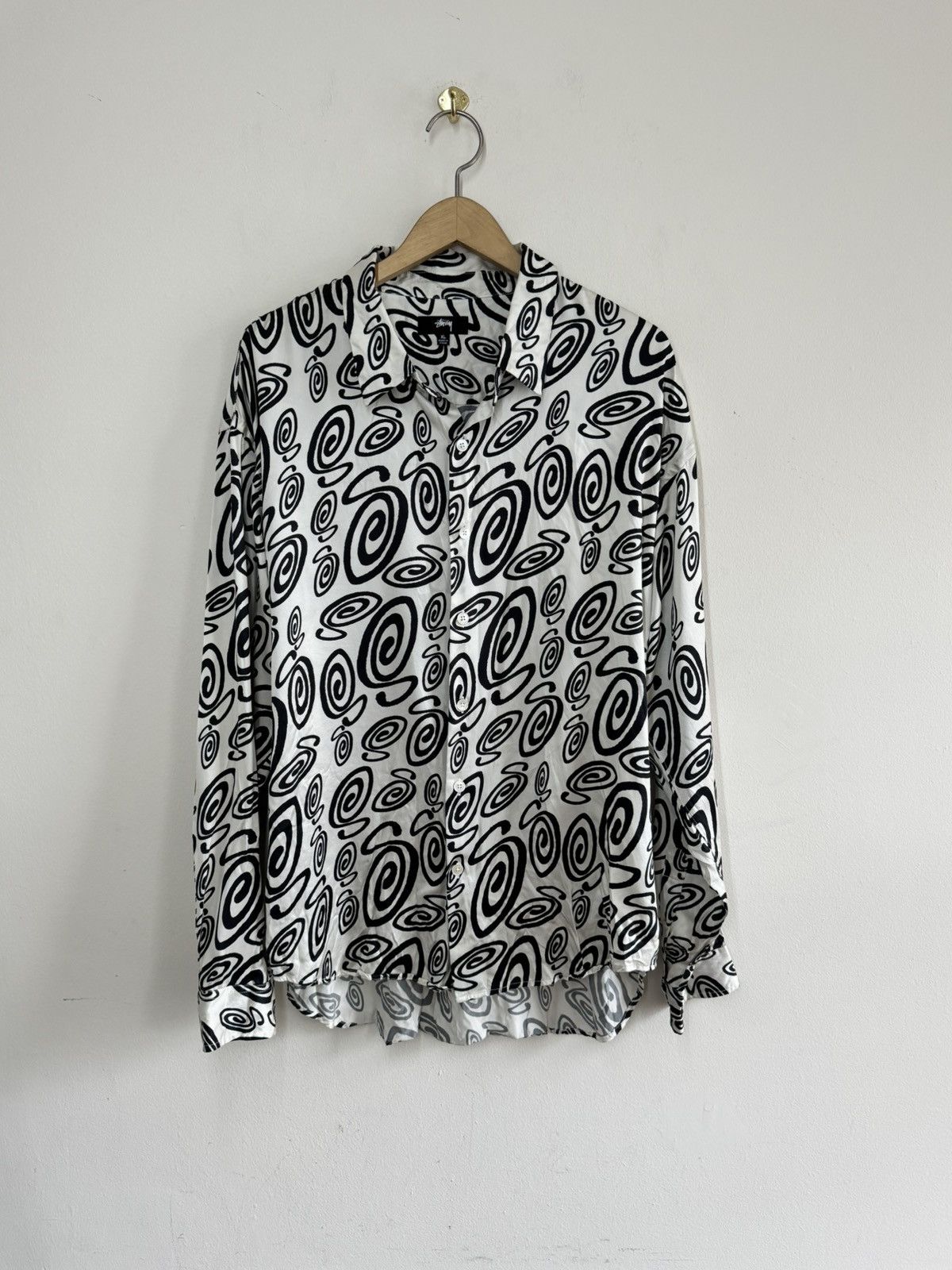 Stussy Stüssy Swirly S Silk Shirt XL 100% Silk Camp Collar Size US XL / EU 56 / 4 - 1 Thumbnail