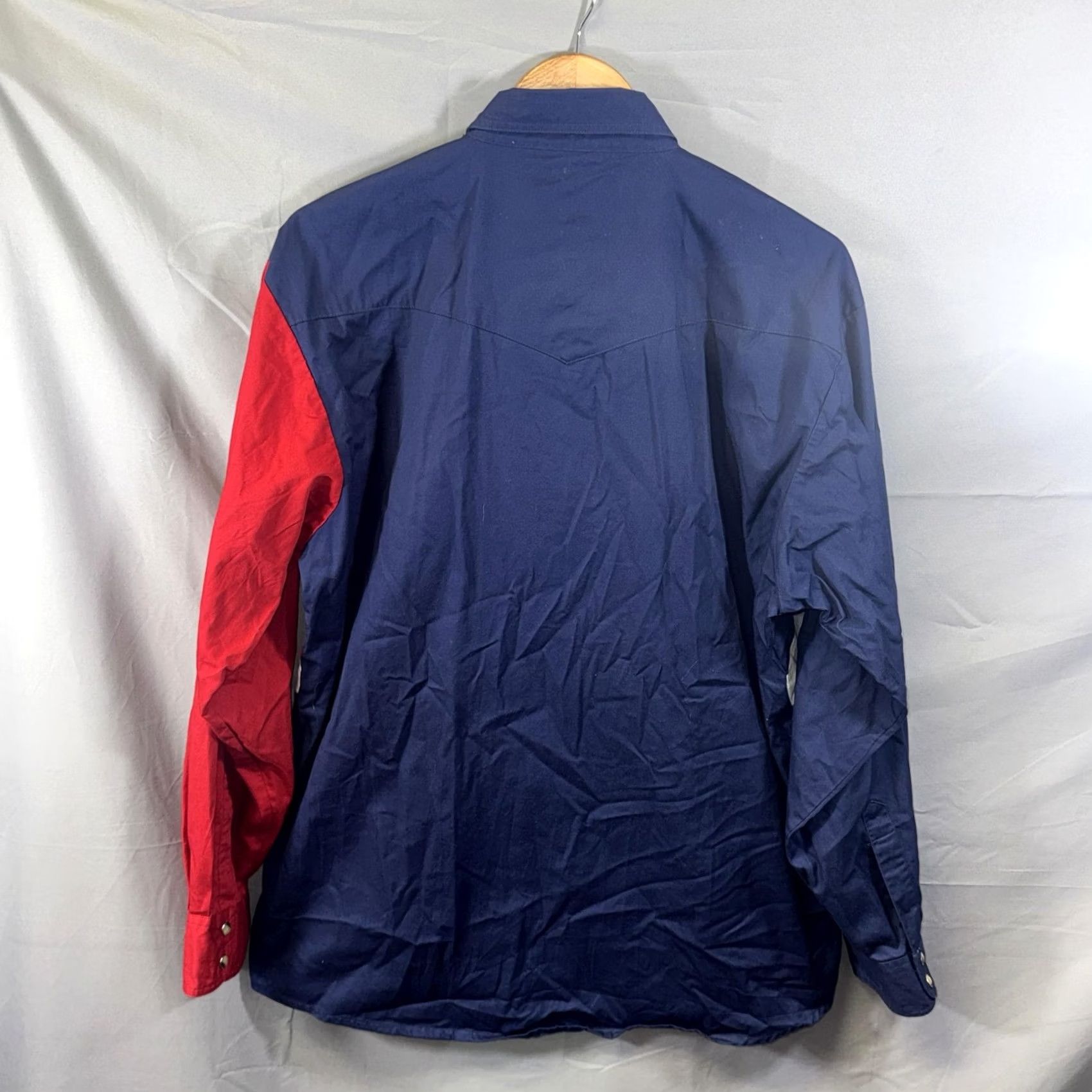 Wrangler VINTAGE Wrangler Shirt Mens Large Blue Red Western Snap Long Sleeve Texas Flag MH1046M Size US L / EU 52-54 / 3 - 2 Thumbnail