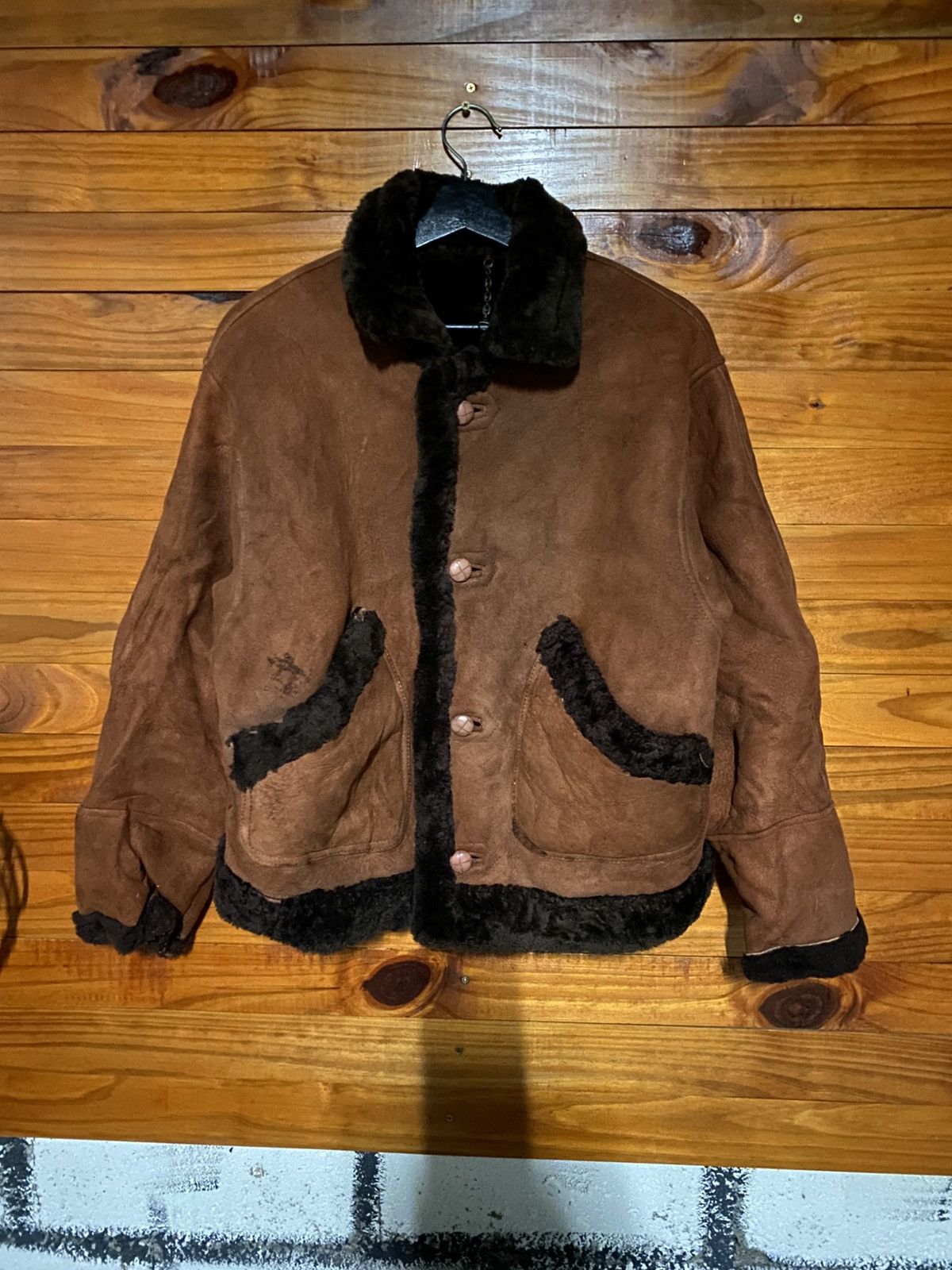 Vintage Vintage Italian Shearling Jacket by Teodem – Brown Suede Size US M / EU 48-50 / 2 - 3 Thumbnail