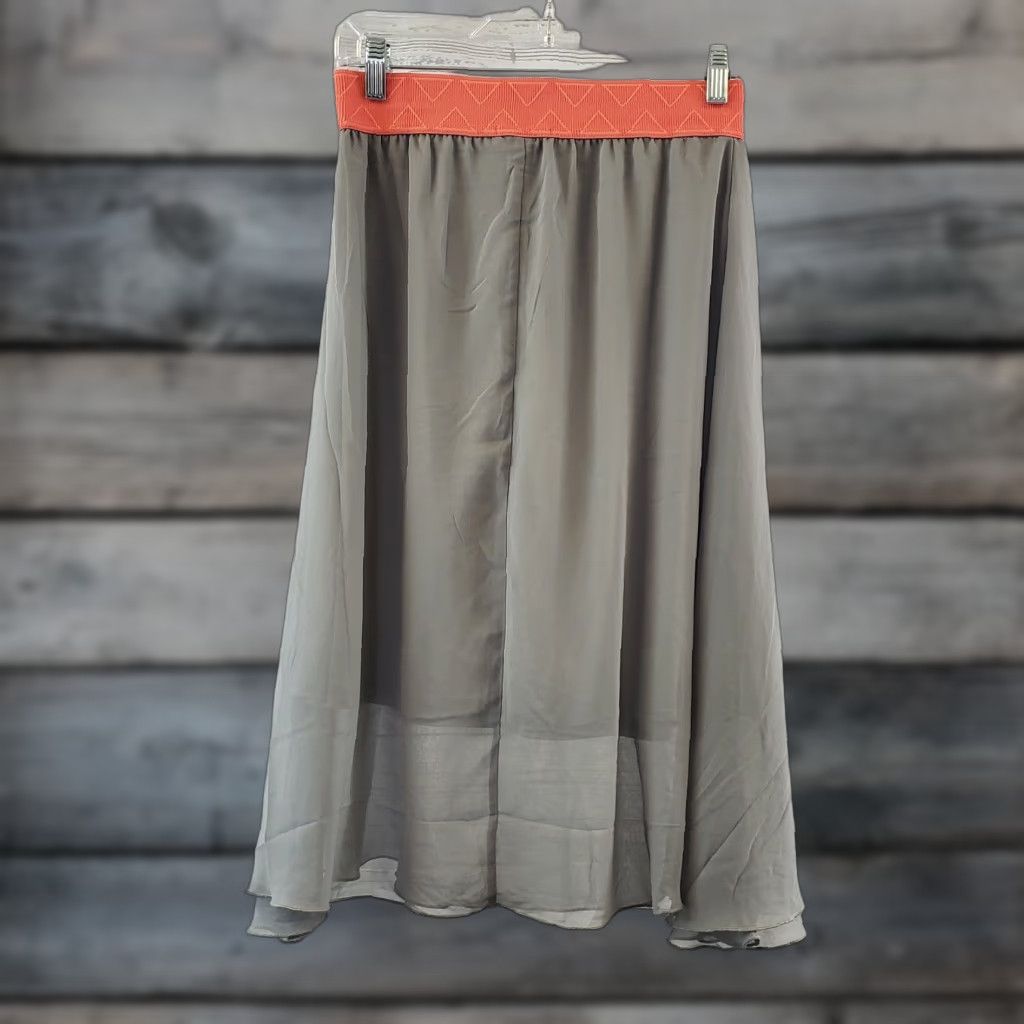 Vintage LuLaRoe Womens Lola Skirt XS Gray Coral Pull On Partially Lined Size 26" / US 2 / IT 38 - 1 Thumbnail