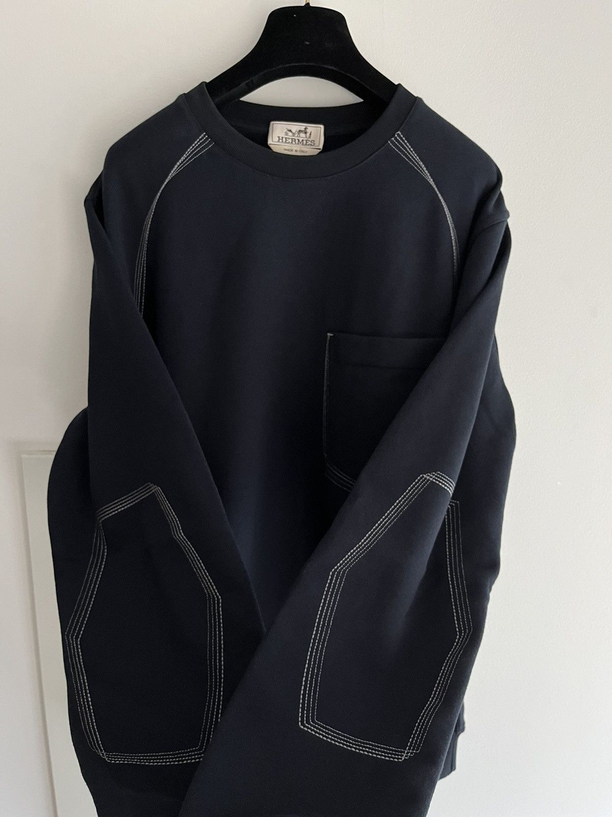 Hermes Super Runway Brand New Stitching Crewneck Sweatshirt