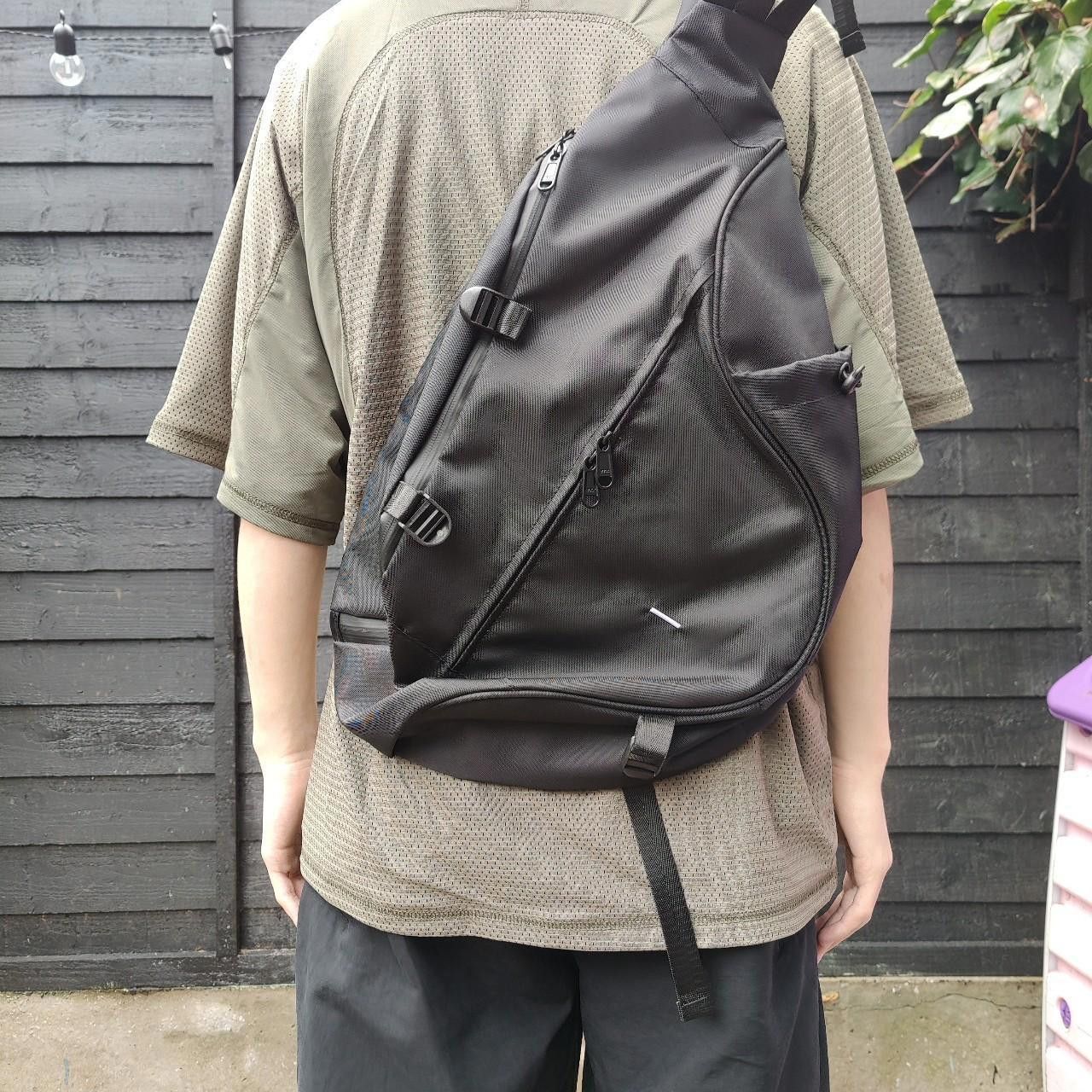 Black Technical Waterproof Sling Bag, Men's