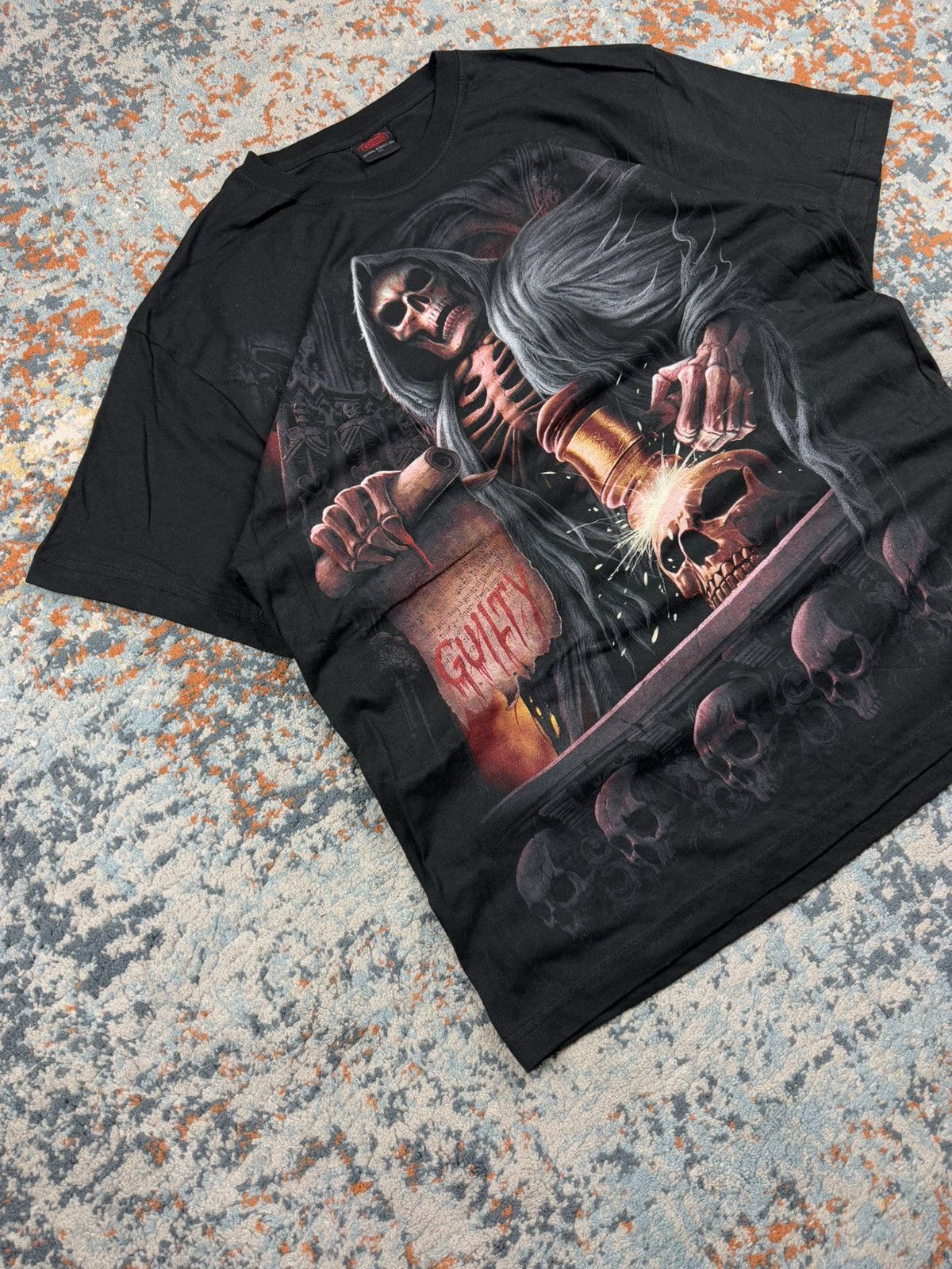 Vintage × West Coast Choppers Vintage 90s Spiral reaper skull skeleton guilty judge tee Size US XL / EU 56 / 4 - 3 Thumbnail