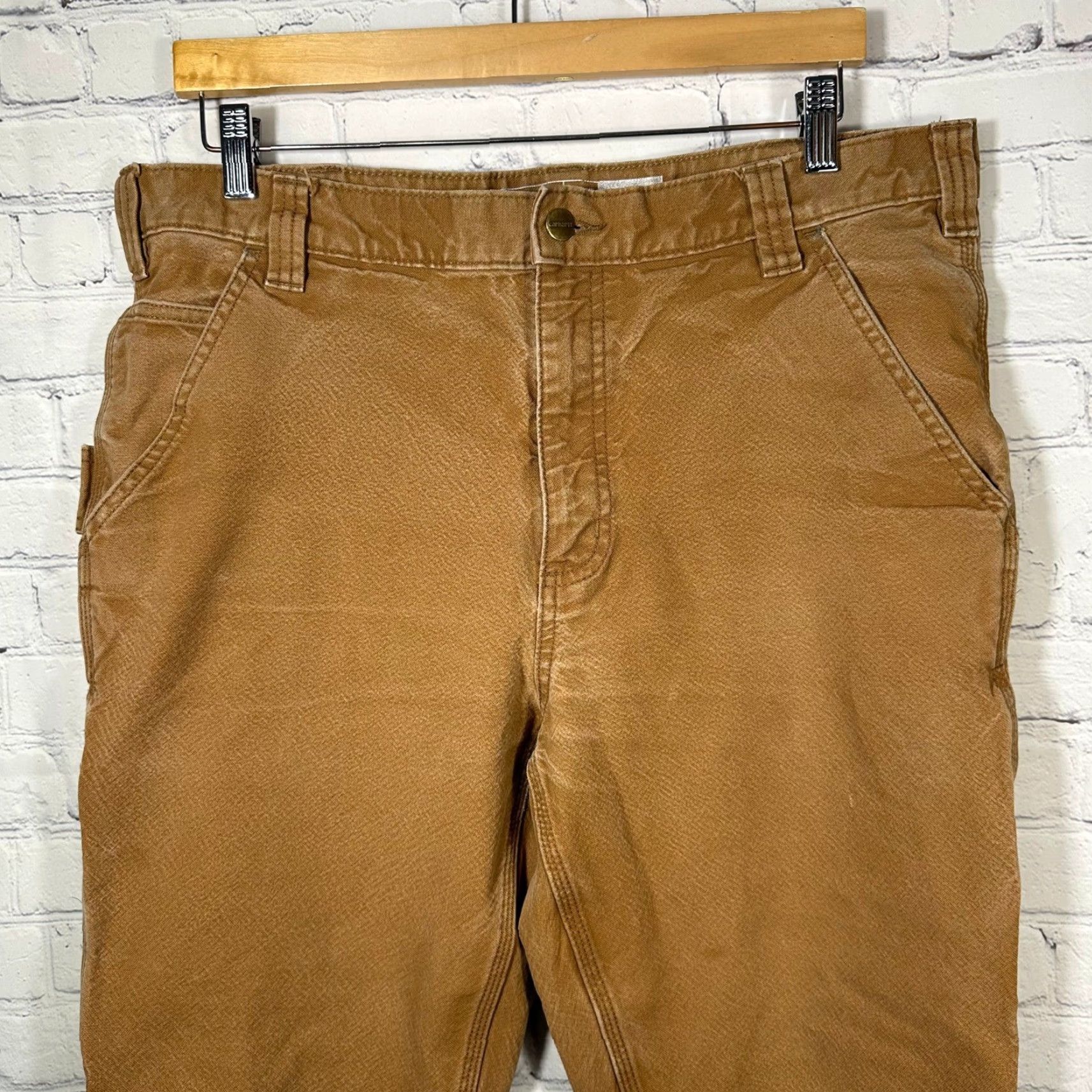 Carhartt VINTAGE Carhartt Mens Double Front Duck Canvas Carpenter Work Pants Brown 36x36 BN3339-M Size US 36 / EU 52 - 3 Thumbnail