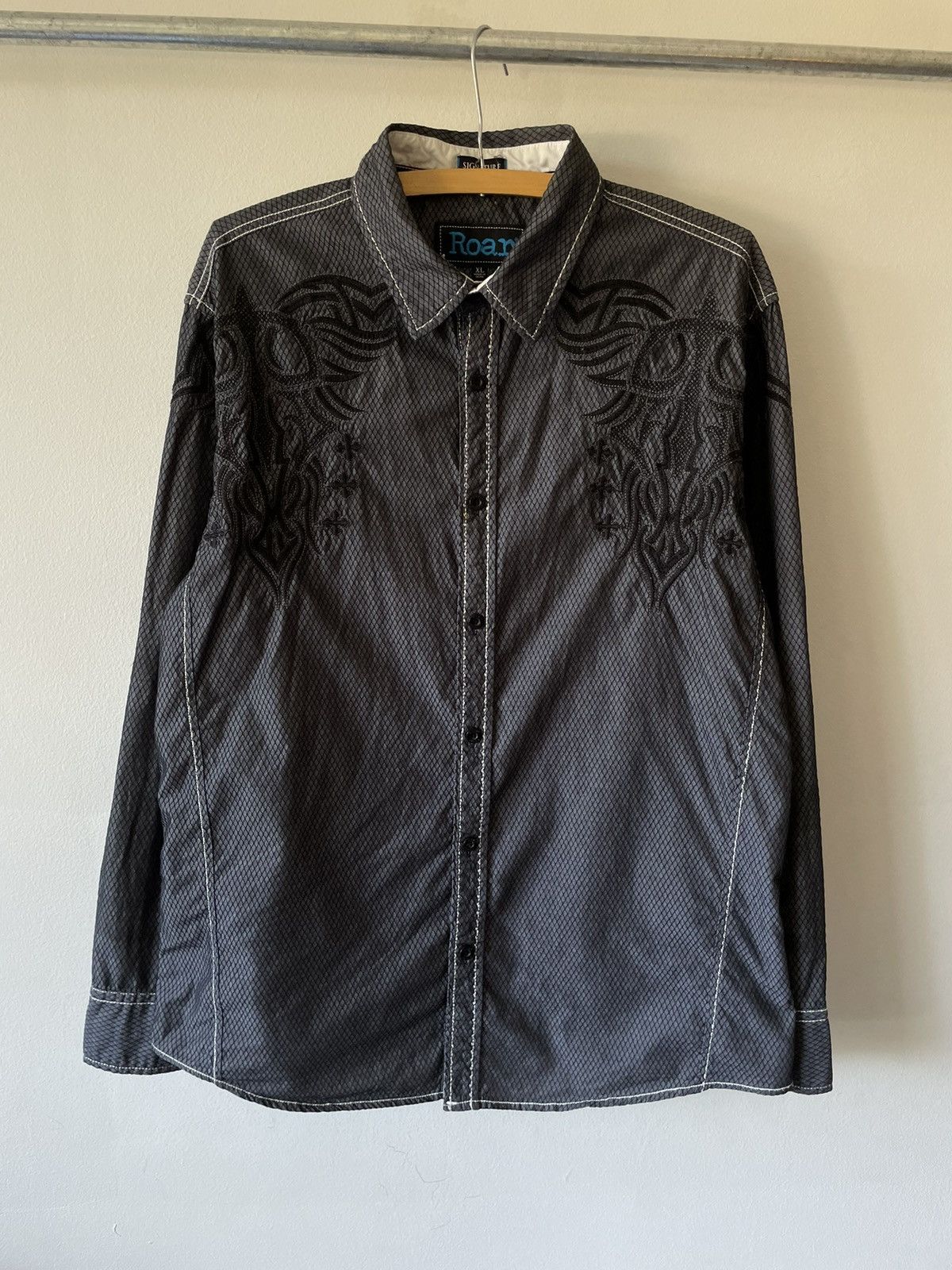 Roar Crazy Y2K Opium Design Tribal Cross Button Up Size US XL / EU 56 / 4 - 8 Thumbnail