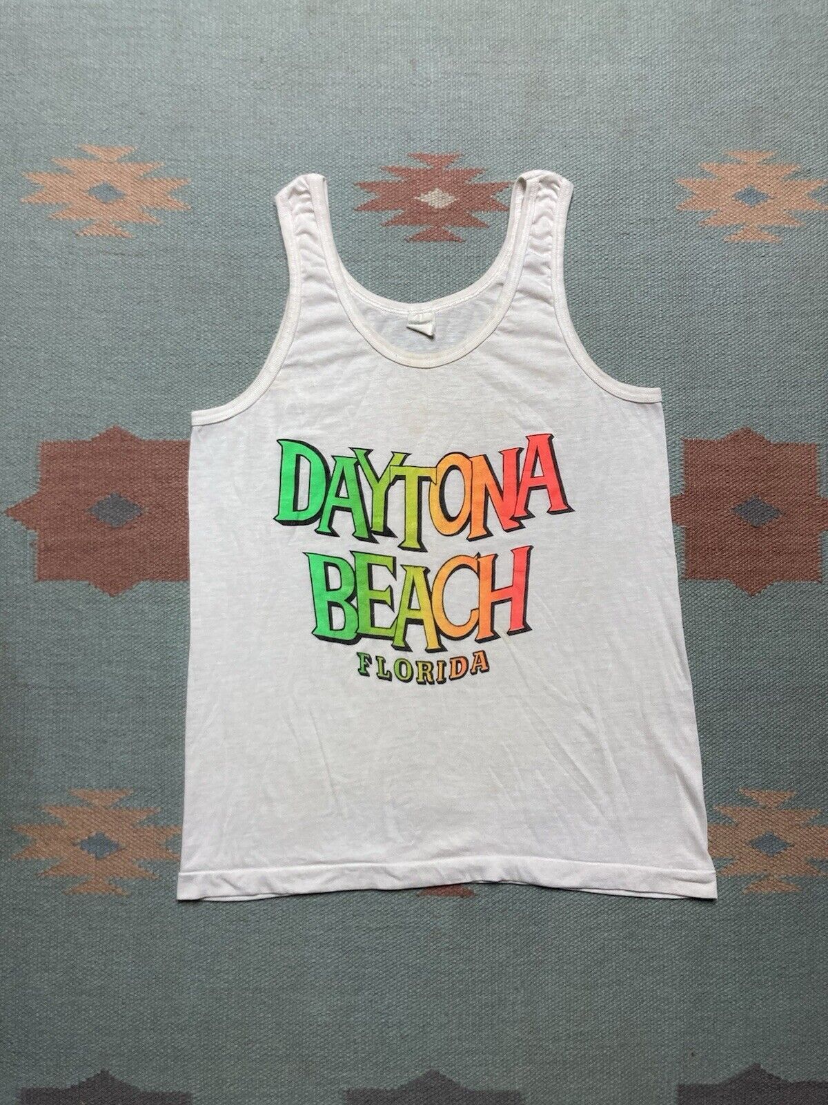 Vintage VTG 70s tank top shirt Daytona beach florida rainbow soft M Size US M / EU 48-50 / 2 - 1 Thumbnail