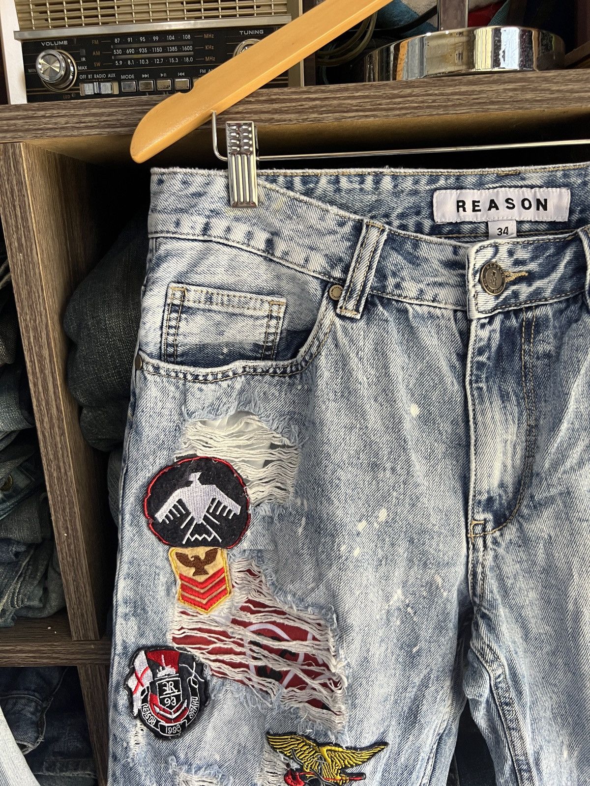 Reason 🔥Reason Patches Cropped Distressed Denim Size US 32 / EU 48 - 4 Thumbnail