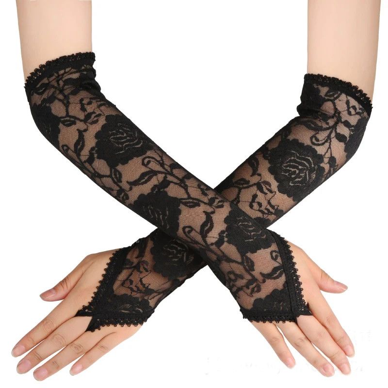 Other Sexy Hook Finger Lace Long Temptation Fingerless Gloves Size ONE SIZE - 4 Thumbnail