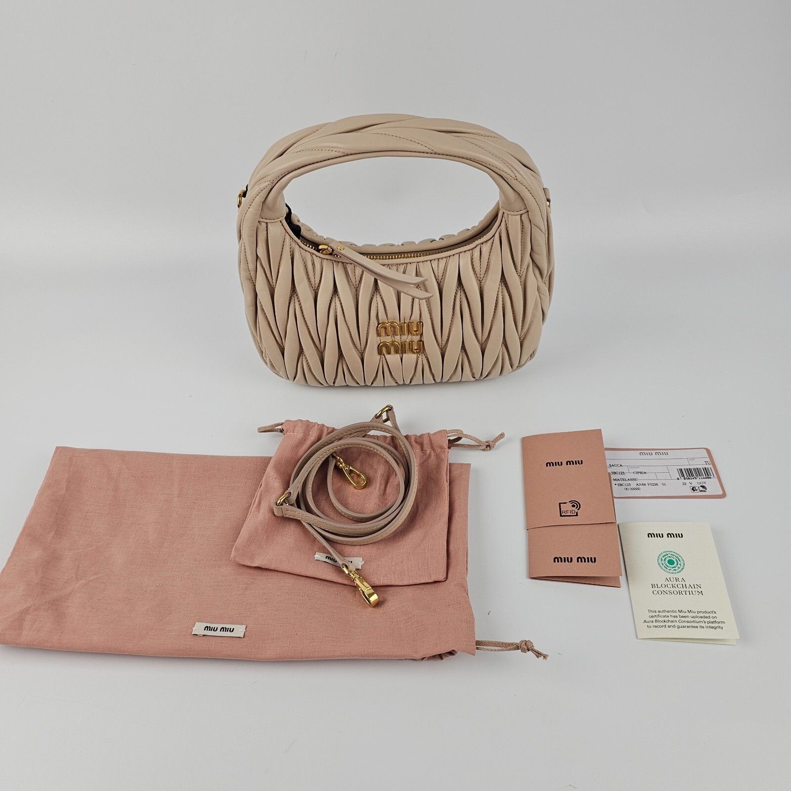 Miu Miu MIU MIU Wander Small $2750 Powder Pink Nappa Leather Hobo Ba Size ONE SIZE - 3 Thumbnail