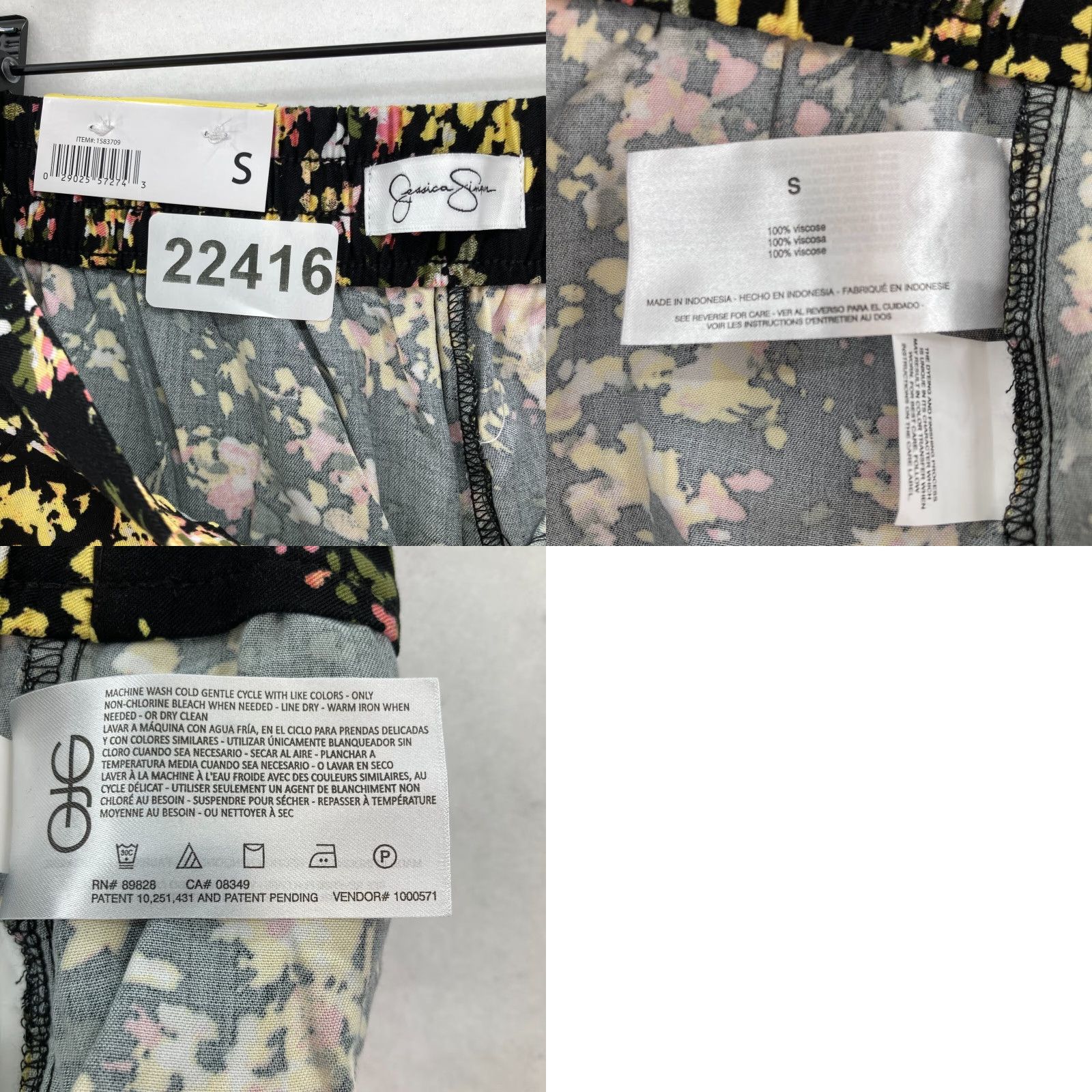 Jessica Simpson Jessica Simpson Ankle Pants Women's Small Black Floral Pull On Stretch Fabric S Regular Slim Straight Pockets Woven Lis Size 28" / US 6 / IT 42 - 9 Thumbnail