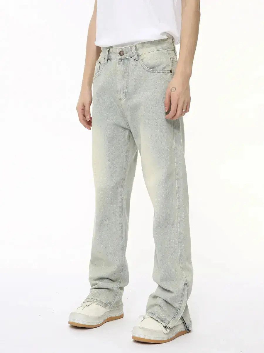 Japanese Brand Retro loose zipper straight leg jeans Size US 32 / EU 48 - 2 Thumbnail