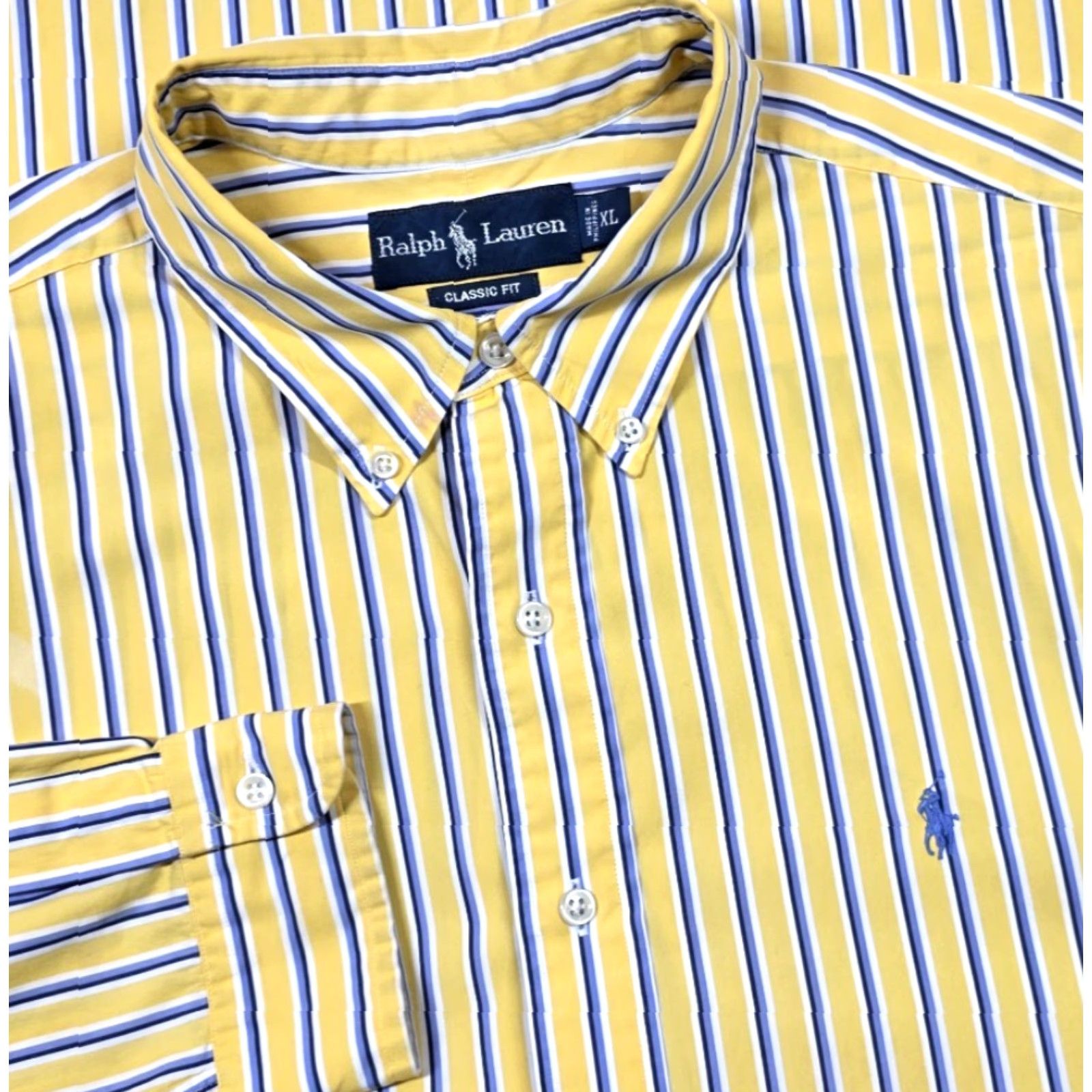 Polo Ralph Lauren VINTAGE Polo Ralph Lauren Button-Up Shirt Striped Yellow XL Long Sleeve 90s Classic Fit Men’s Button-Down Polo Ralph Lauren Shirt Size US XL / EU 56 / 4 - 2 Thumbnail