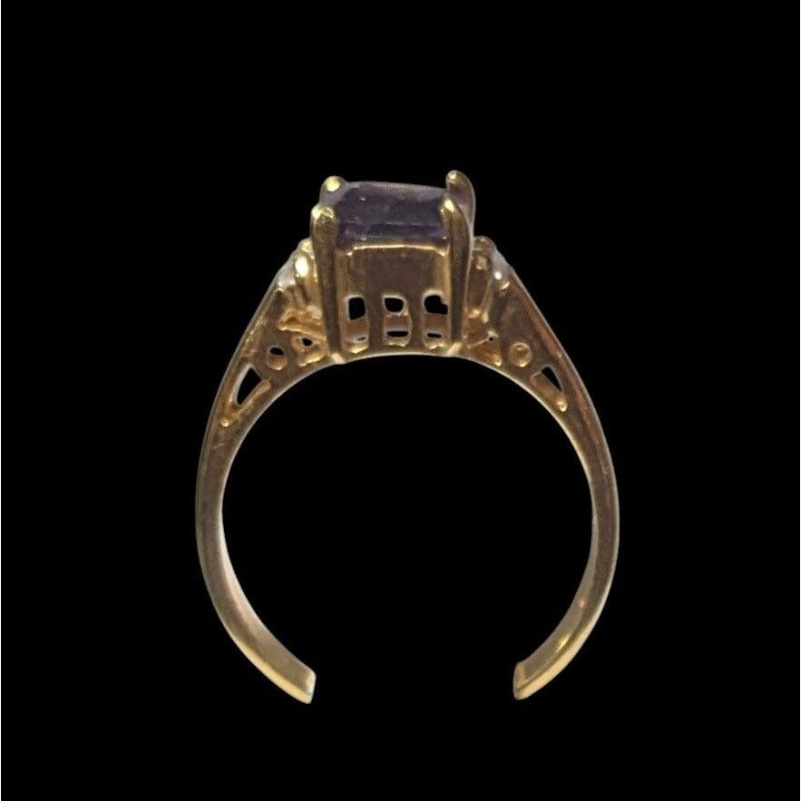 Other Whimsical Fantasy Purple Stone Bright Gold Tone Ring Size Size ONE SIZE - 12 Thumbnail