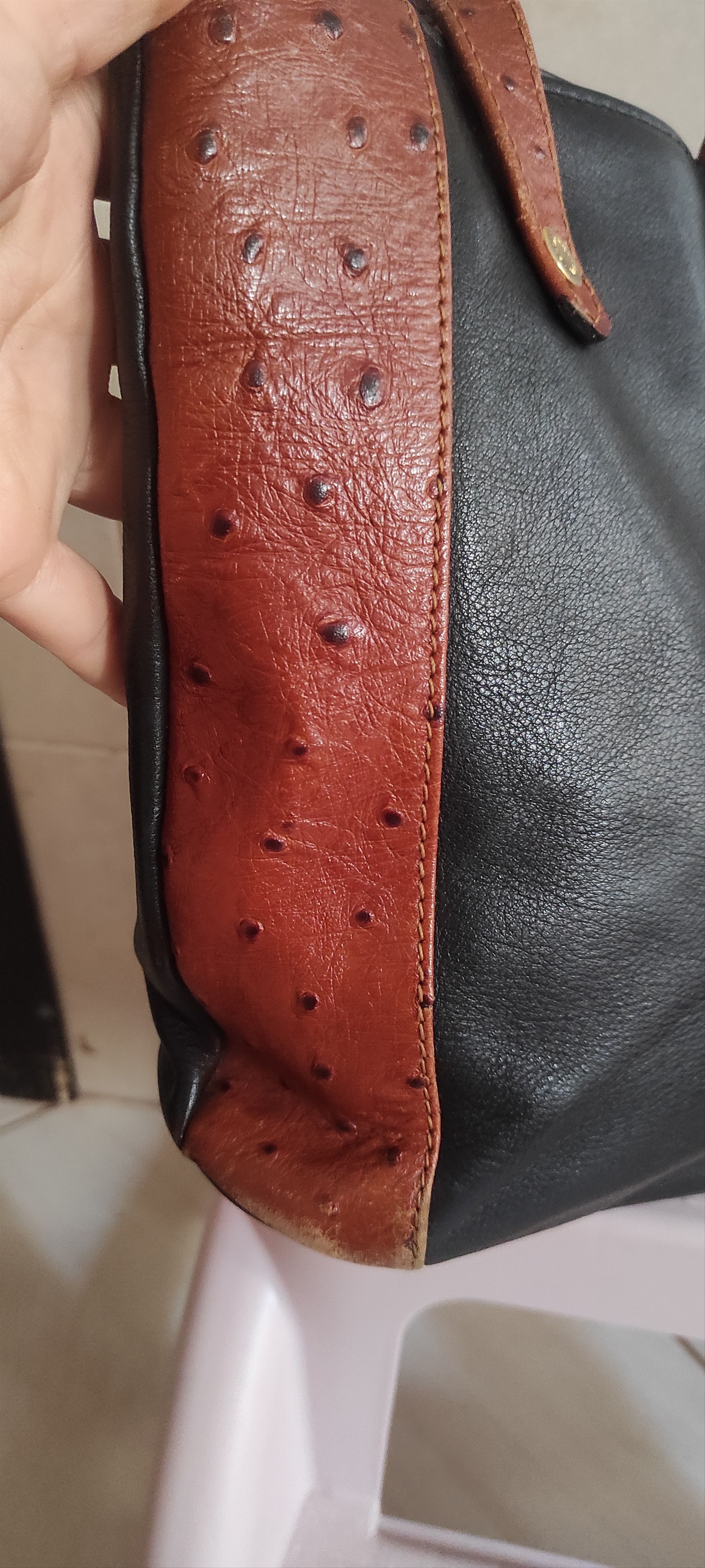 Leather × Vintage Pourchet Paris Leather Bag Genuine Leather Made in France Size ONE SIZE - 5 Thumbnail