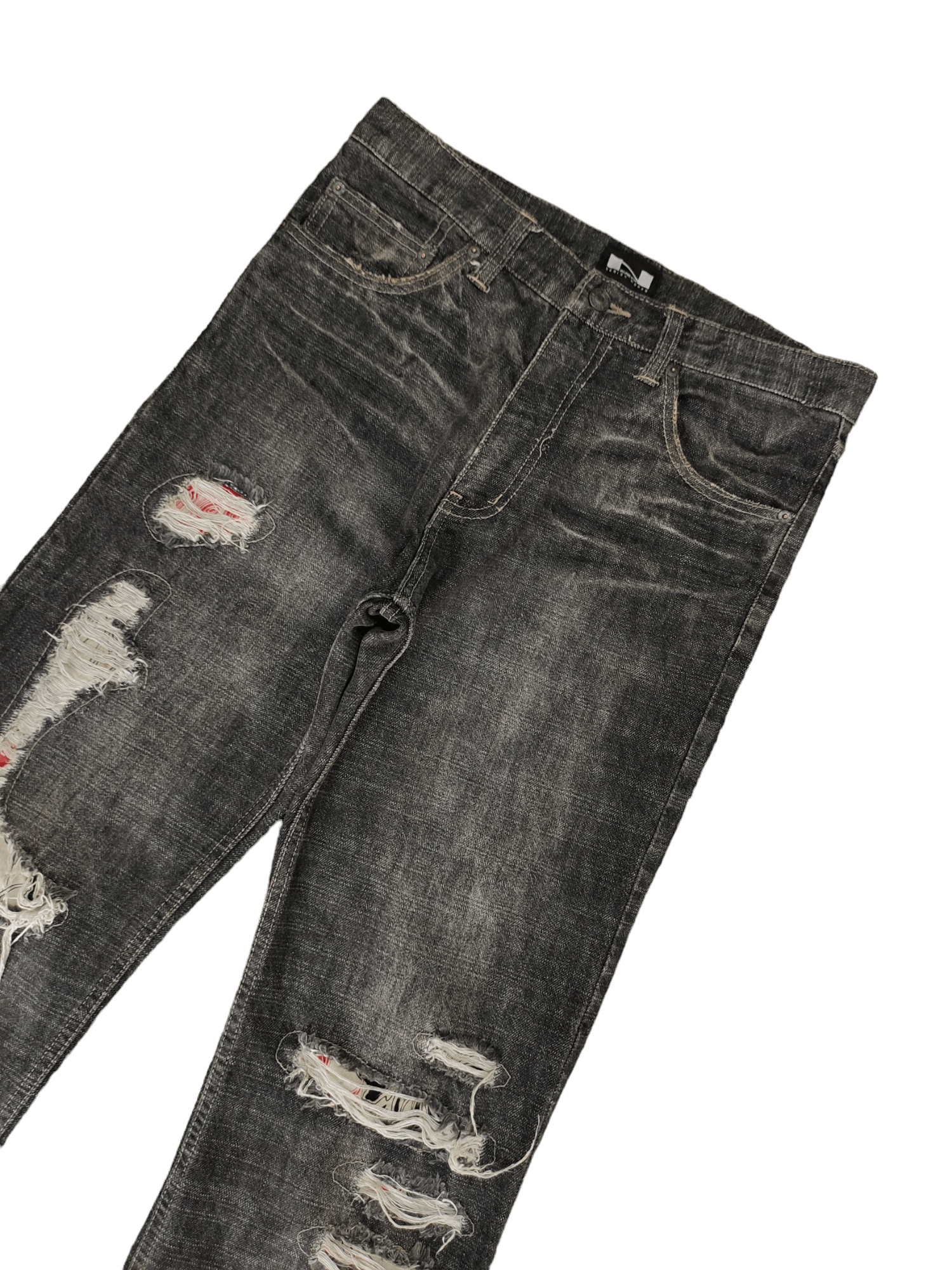 Hysteric Glamour Nylaus Patchwork Distress Denim Pants Undercover Style Size US 31 - 5 Thumbnail