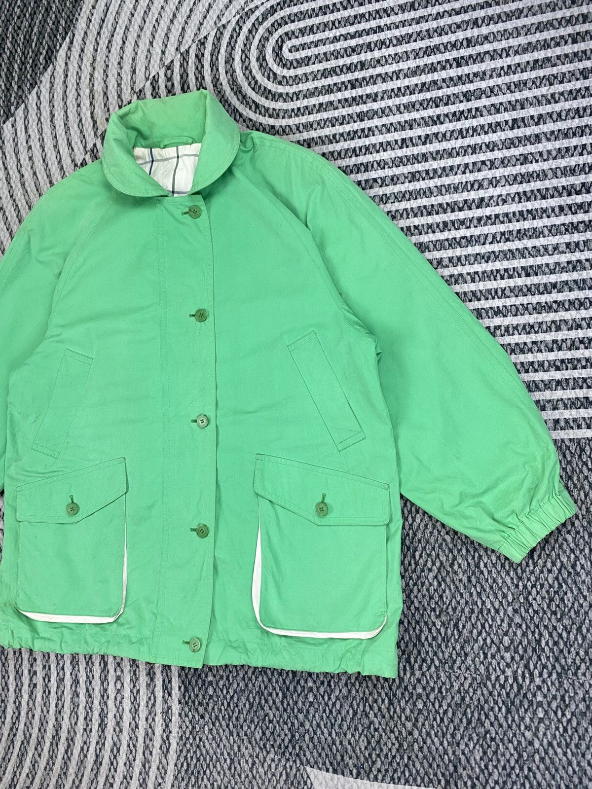 Burberry Vintage 80s Burberry Fog Green Zipper Jacket Size US L / EU 52-54 / 3 - 4 Thumbnail