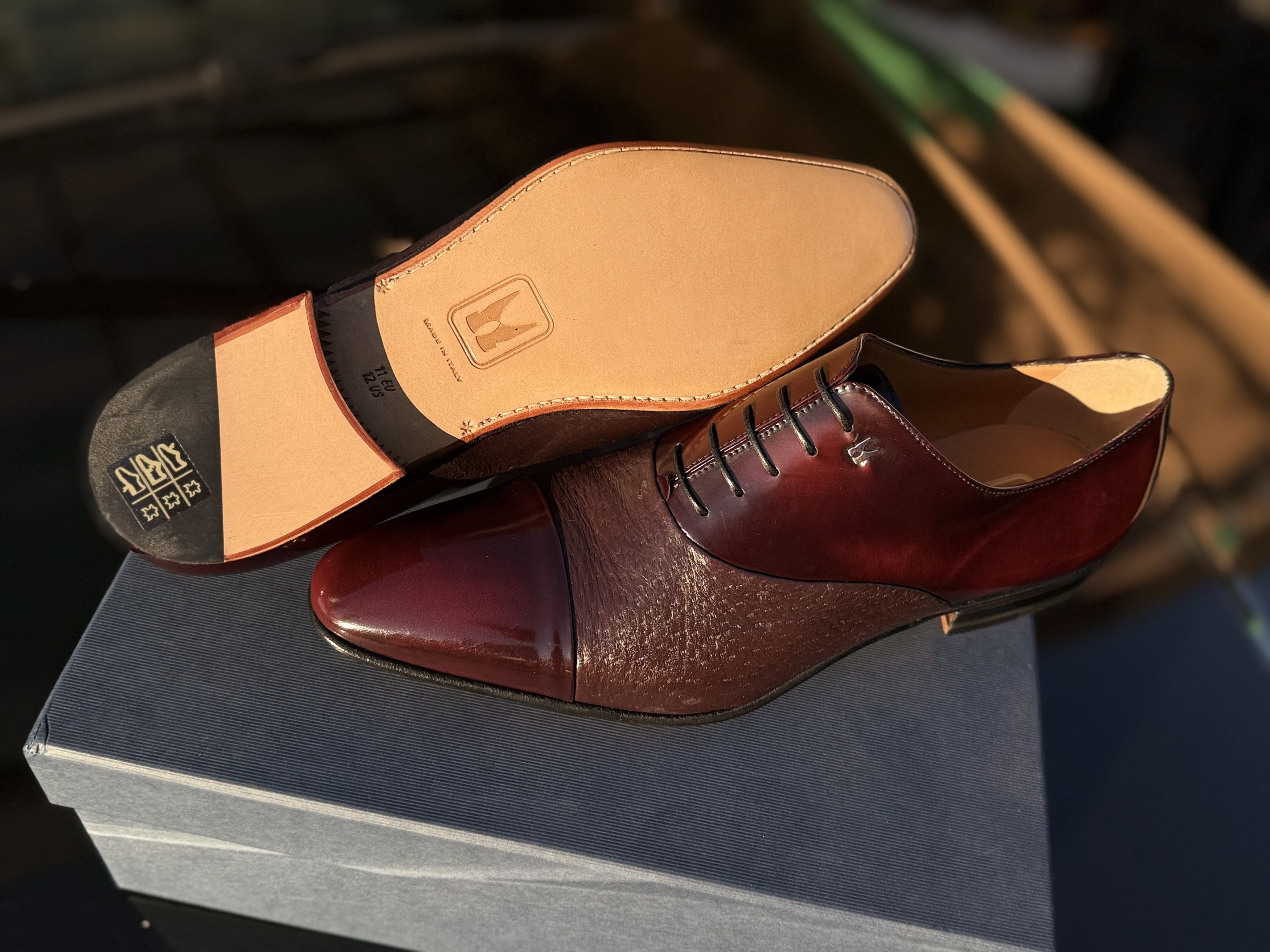 Moreschi Oxford luxury shoes borgogne in peccary by Moreschi Size US 12 / EU 45 - 3 Thumbnail