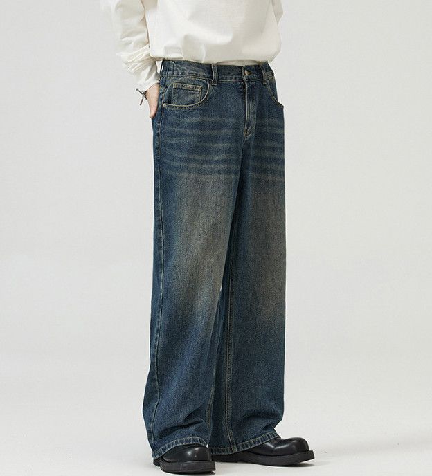 Vintage Men's street loose straight vintage washed distressed jeans Size US 32 / EU 48 - 4 Thumbnail