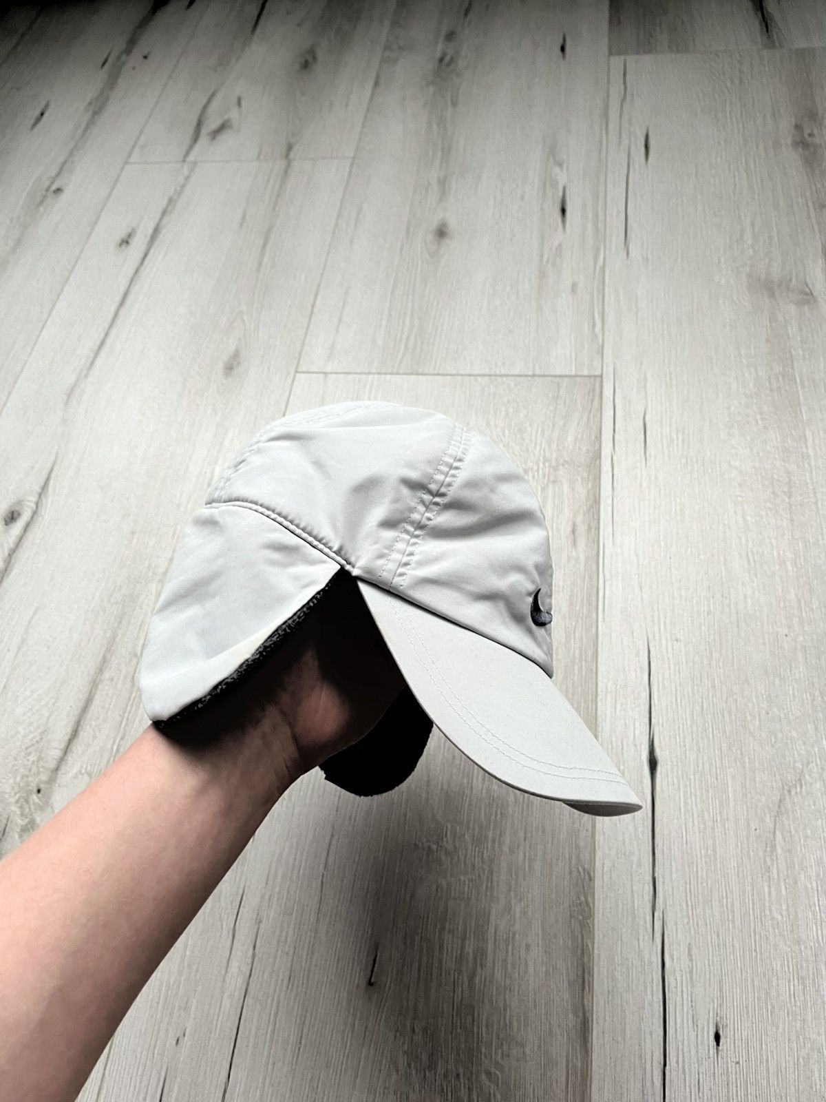 Nike × Vintage RARE 90s Vintage Nike Grey Fleece Hat Cap With Ear Flaps Size ONE SIZE - 4 Thumbnail