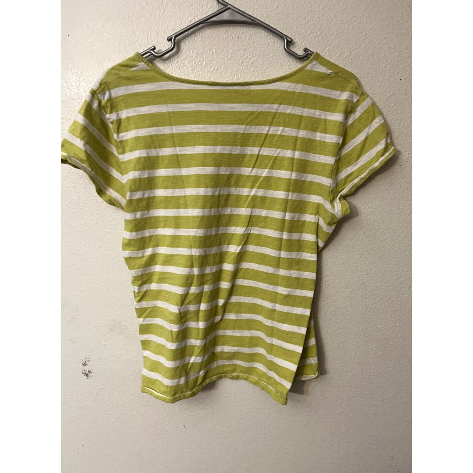 Banana Republic Banana Republic Women's T-Shirt Green Striped Short Sleeve Round Neck 100% Cotton Sequin Top L Regular All Seasons Vintage: No Size L / US 10 / IT 46 - 3 Thumbnail
