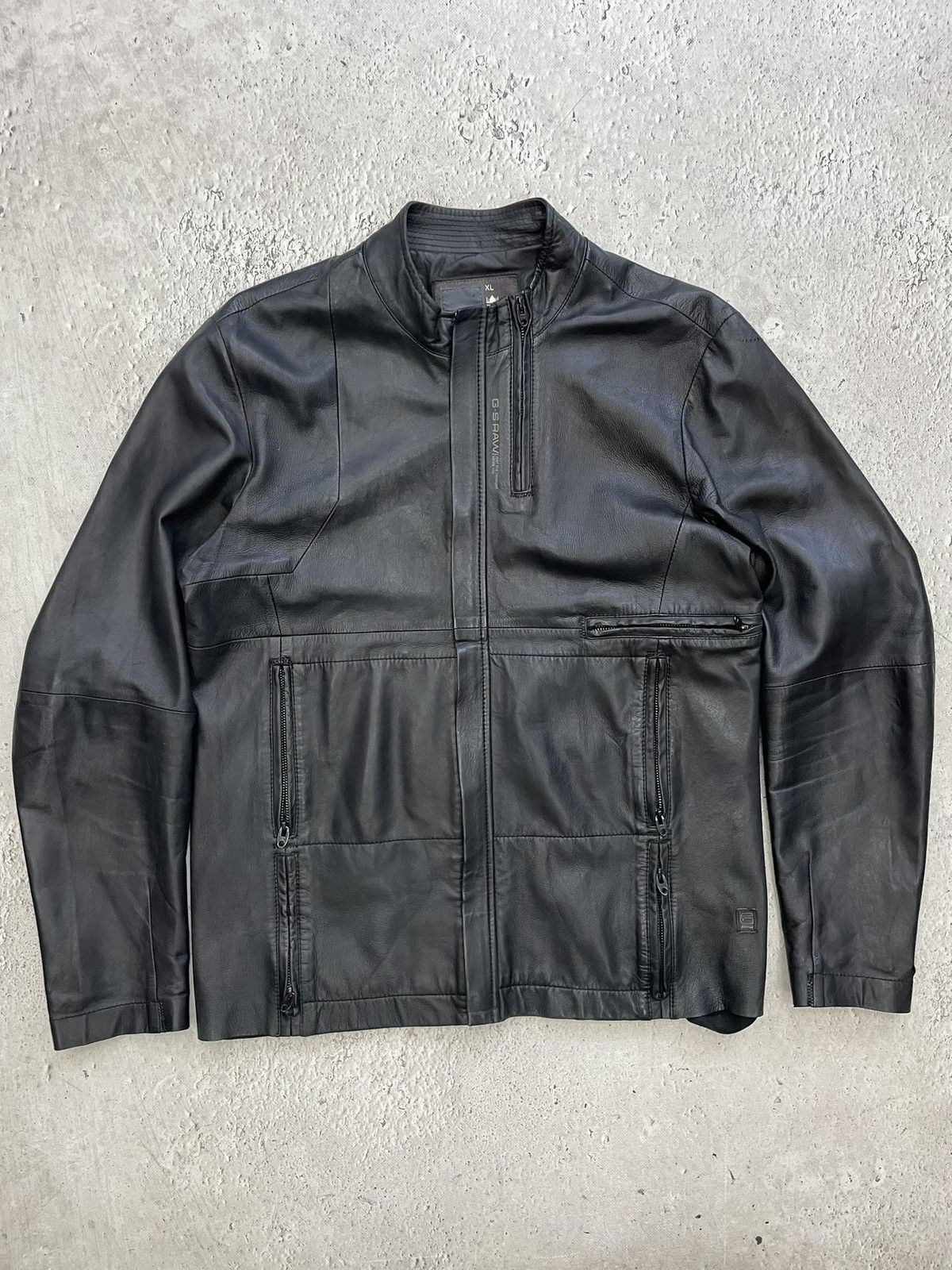 G star raw zipper 14th addiction leather opium jacket y2k