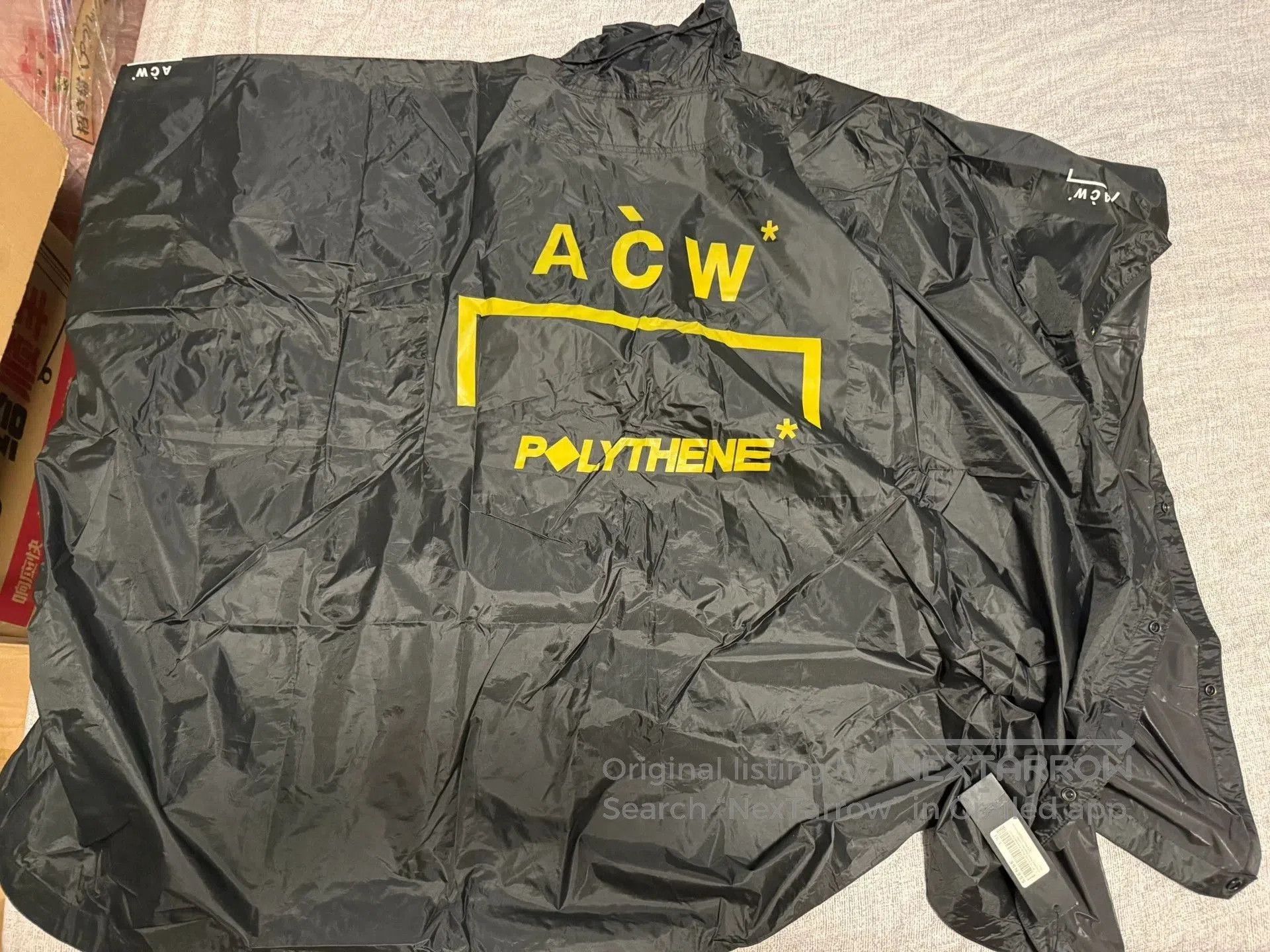 A-COLD-WALL* Black Hooded Raincoat with Yellow Graphic Print. Size US M / EU 48-50 / 2 - 2 Thumbnail