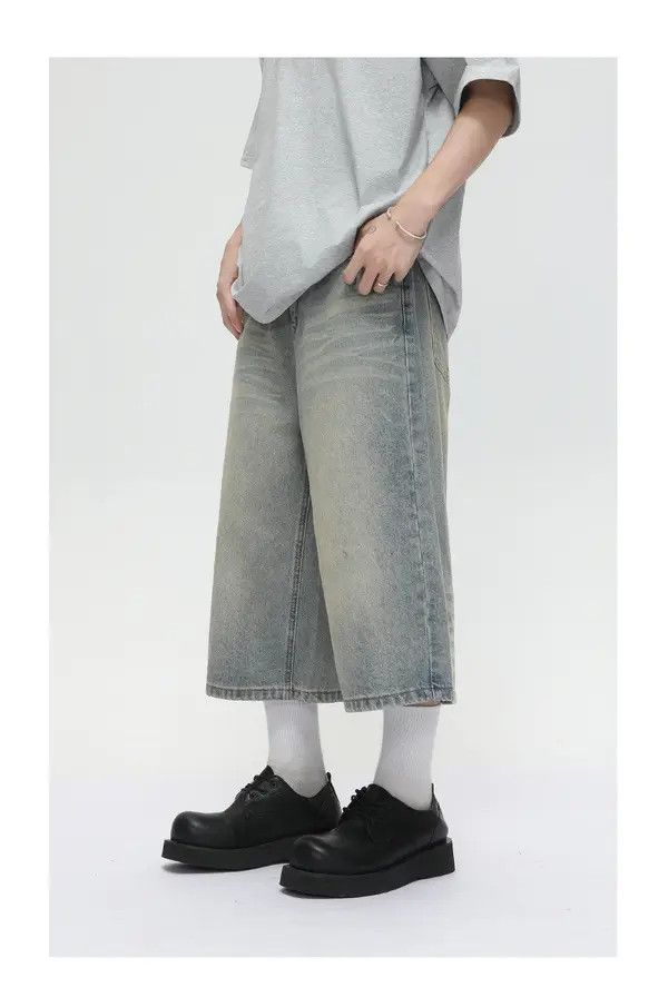 Japanese Brand American distressed retro straight loose denim shorts Size US 32 / EU 48 - 5 Thumbnail