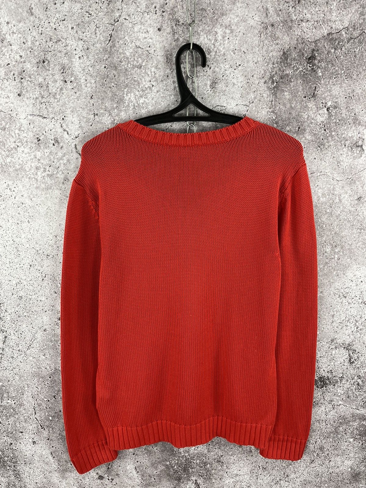 Armani × Vintage Armani Jeans Woman’s Sweater Cable Knit V-Neck Red Size 3XL Size XL / US 12-14 / IT 48-50 - 6 Thumbnail
