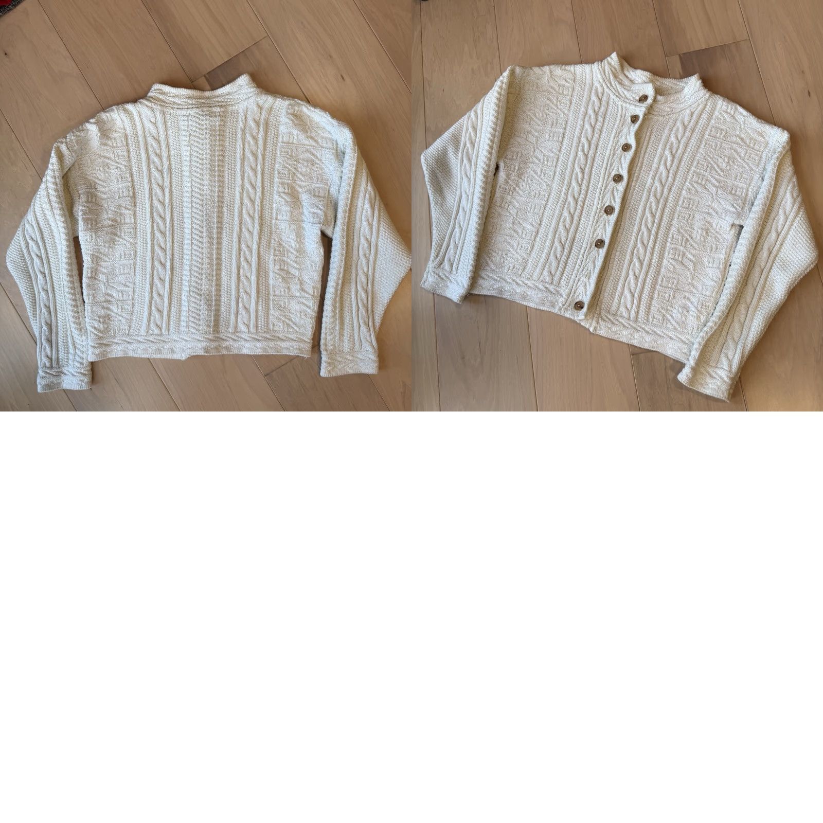 Vintage Vintage LL Bean Cardigan Women's Small White Cable Knit Snowflake Sweater Winter Size S / US 4 / IT 40 - 8 Thumbnail