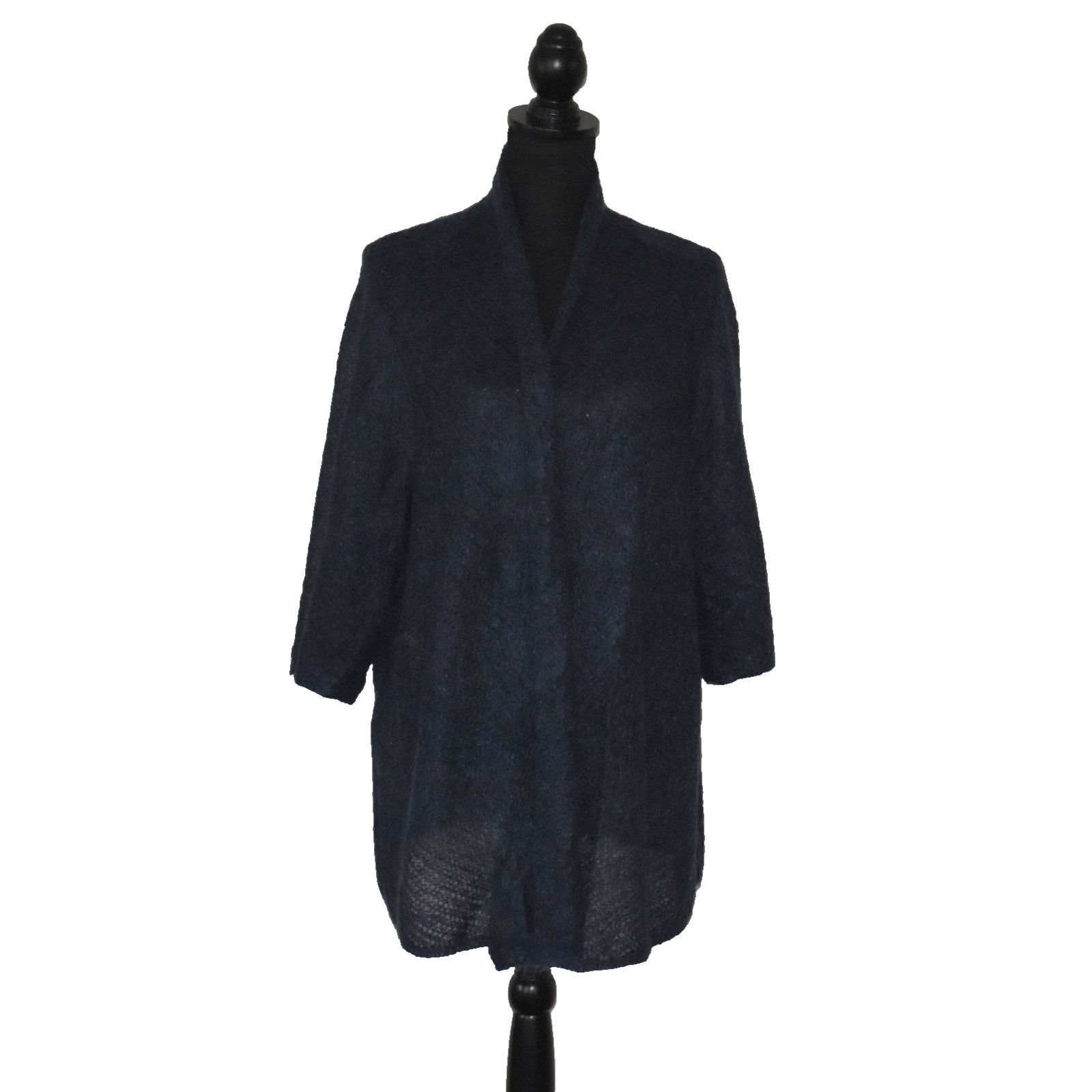 Eileen Fisher EILEEN FISHER Navy Mohair/Nylon Cardigan Sweater Size 1X Size 3XL / US 20-22 - 1 Thumbnail
