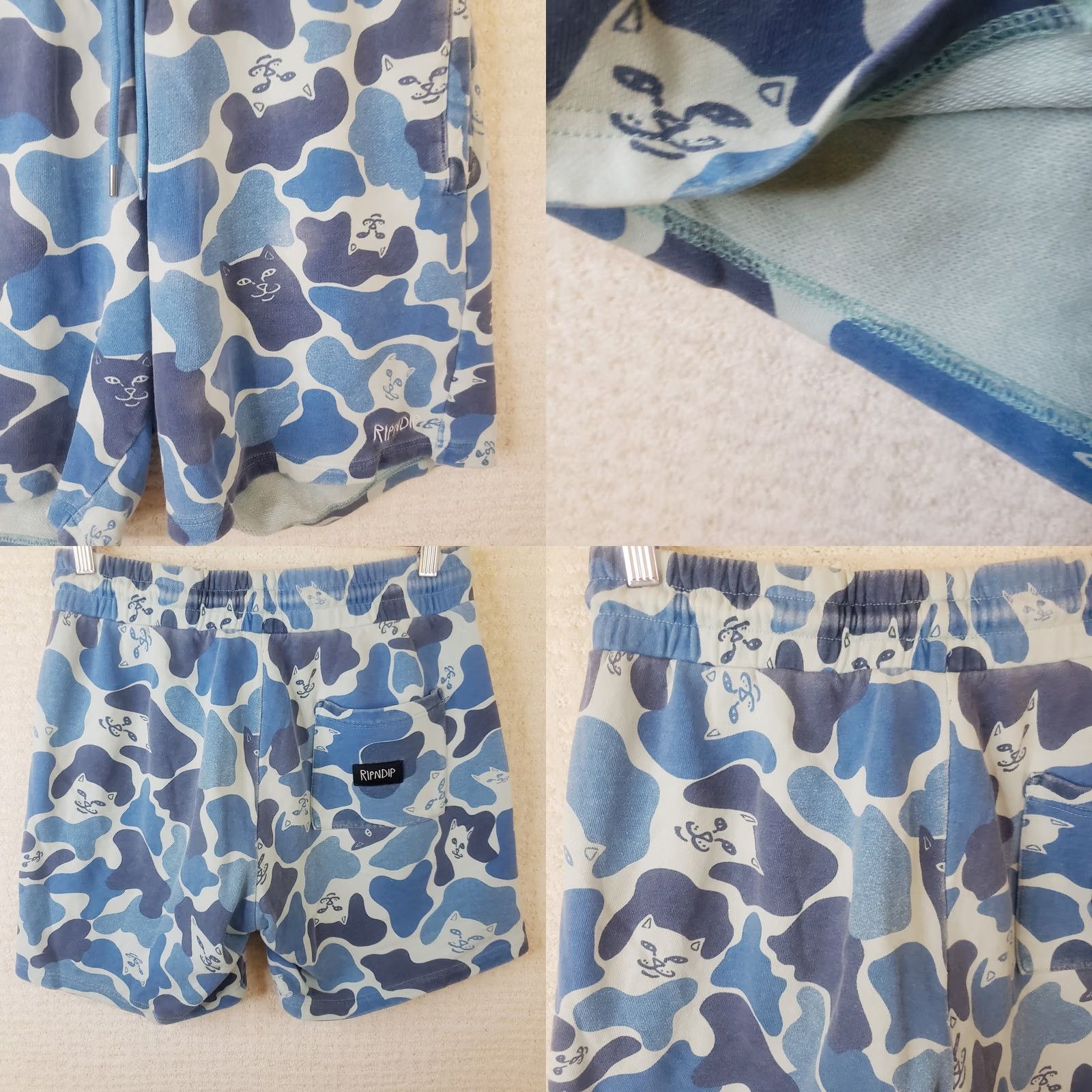 RIPNDIP RIPNDIP Tie Dye Cat Sweat Shorts Blue Pink Drawstring Pockets Elastic Waist M Size US 31 - 8 Thumbnail