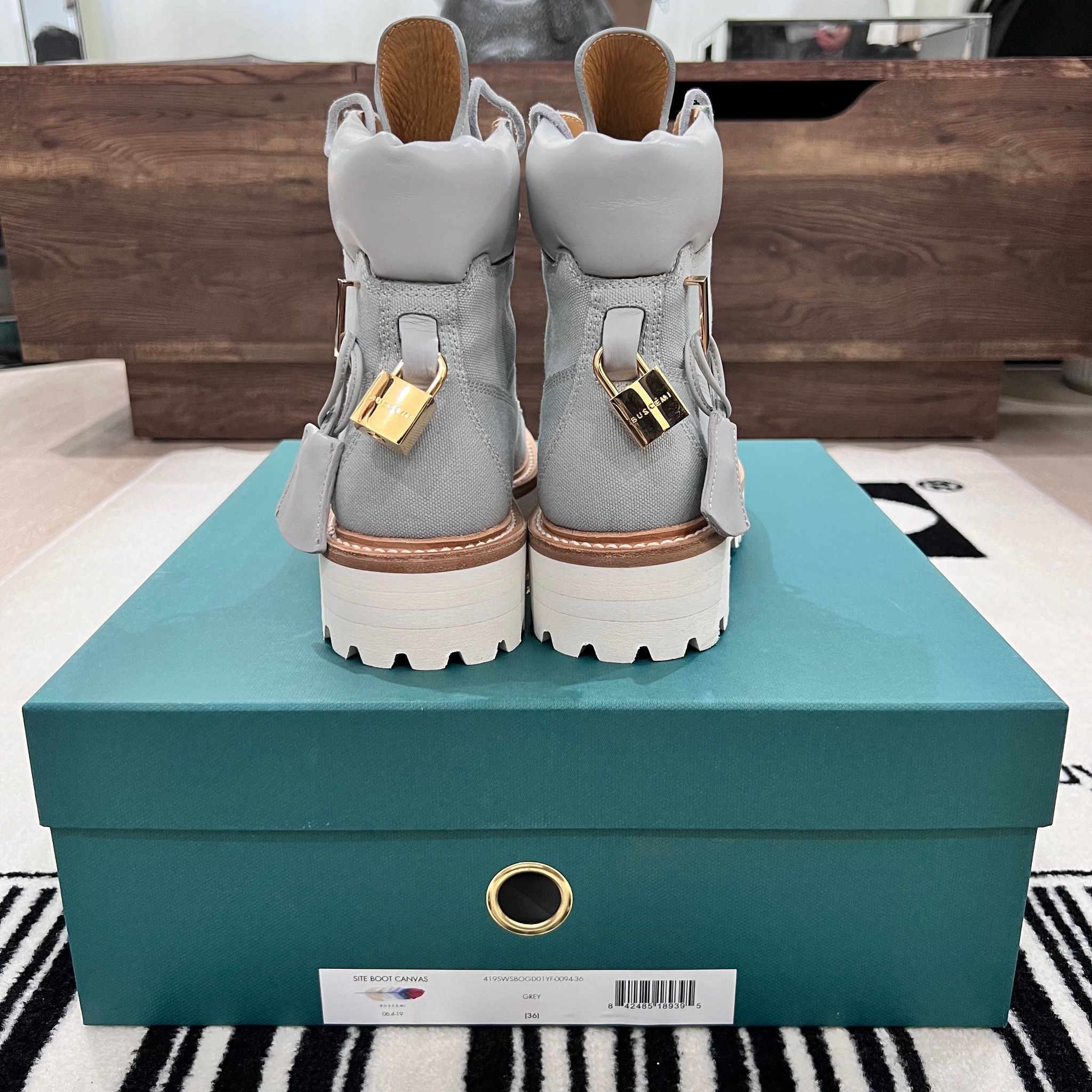 Buscemi Women's Buscemi Light Blue Canvas Site Hiking Lace Up Boots Size US 5.5 / IT 35.5 - 4 Thumbnail