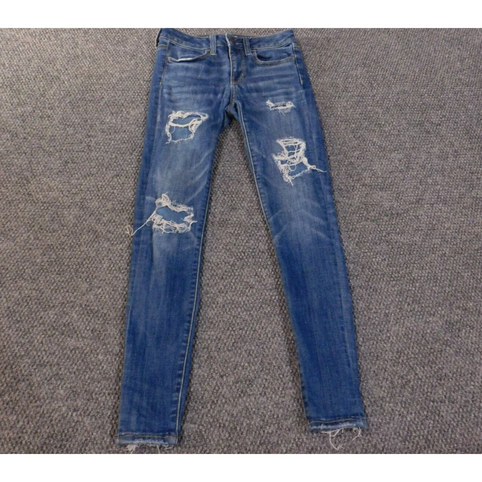 American Eagle Outfitters American Eagle Outfitters Jeans Jegging Womens Size 2 Distressed Stretch Denim Blue Retro 28in Inseam Size 26" / US 2 / IT 38 - 2 Thumbnail