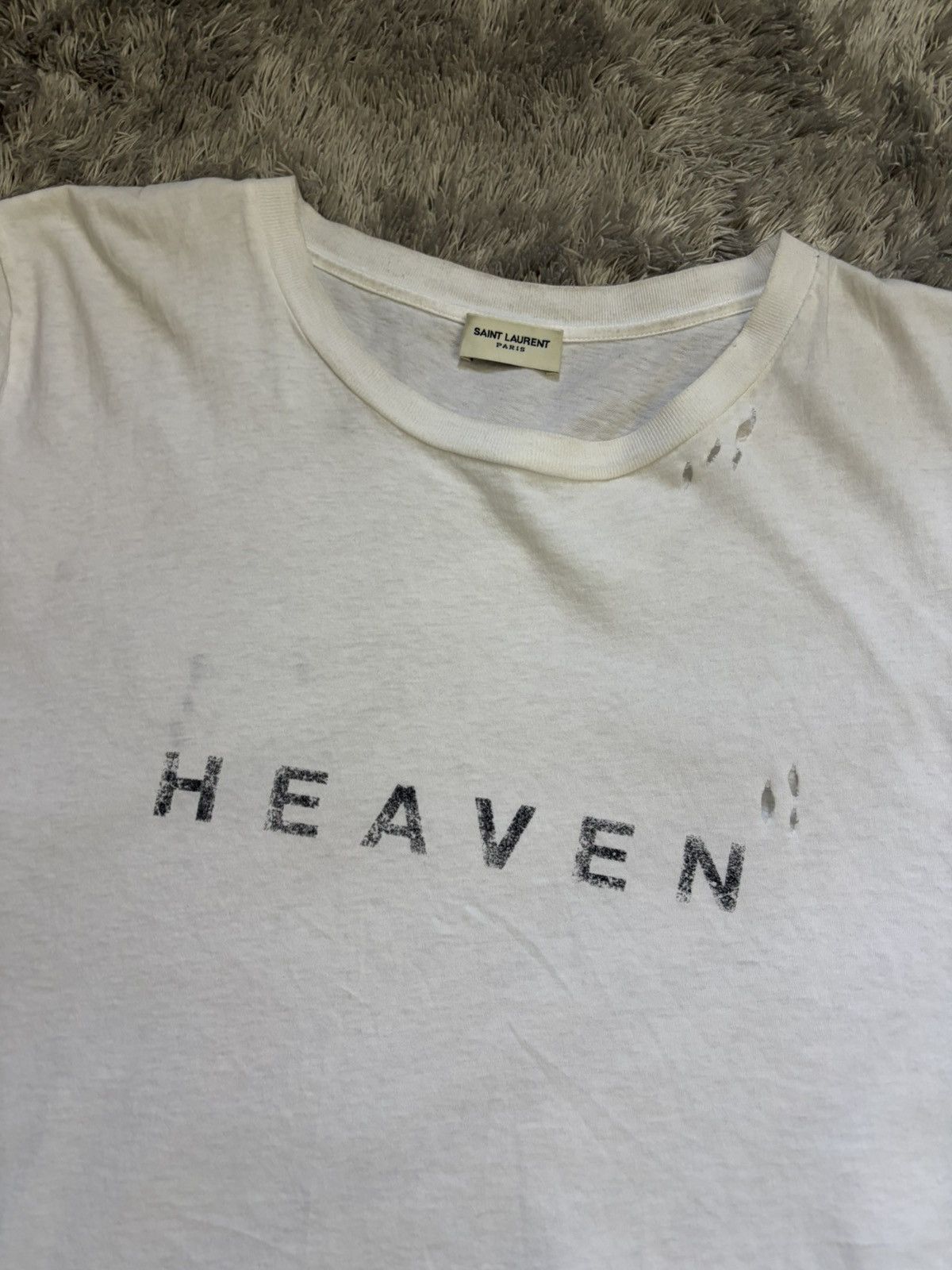 Saint Laurent Paris SLP DISTRESSED HEAVEN TEE Size US M / EU 48-50 / 2 - 2 Thumbnail