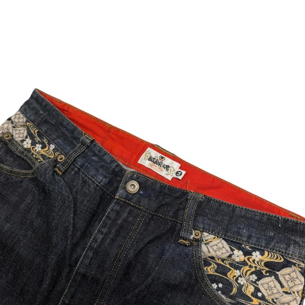 Karakuri Tamashii Karakuri Tamashii Embroidered Lucky Cat Denim Jeans Waist 34 Size US 34 / EU 50 - 6 Thumbnail