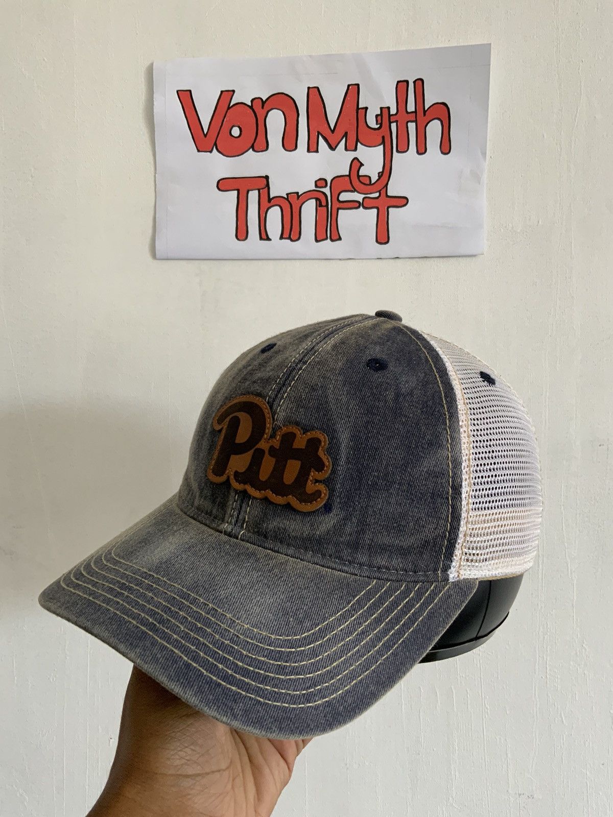 Vintage Vintage Pitt fade Denime Trucker Hat by Legacy Taiwan ROC Size ONE SIZE - 1 Thumbnail