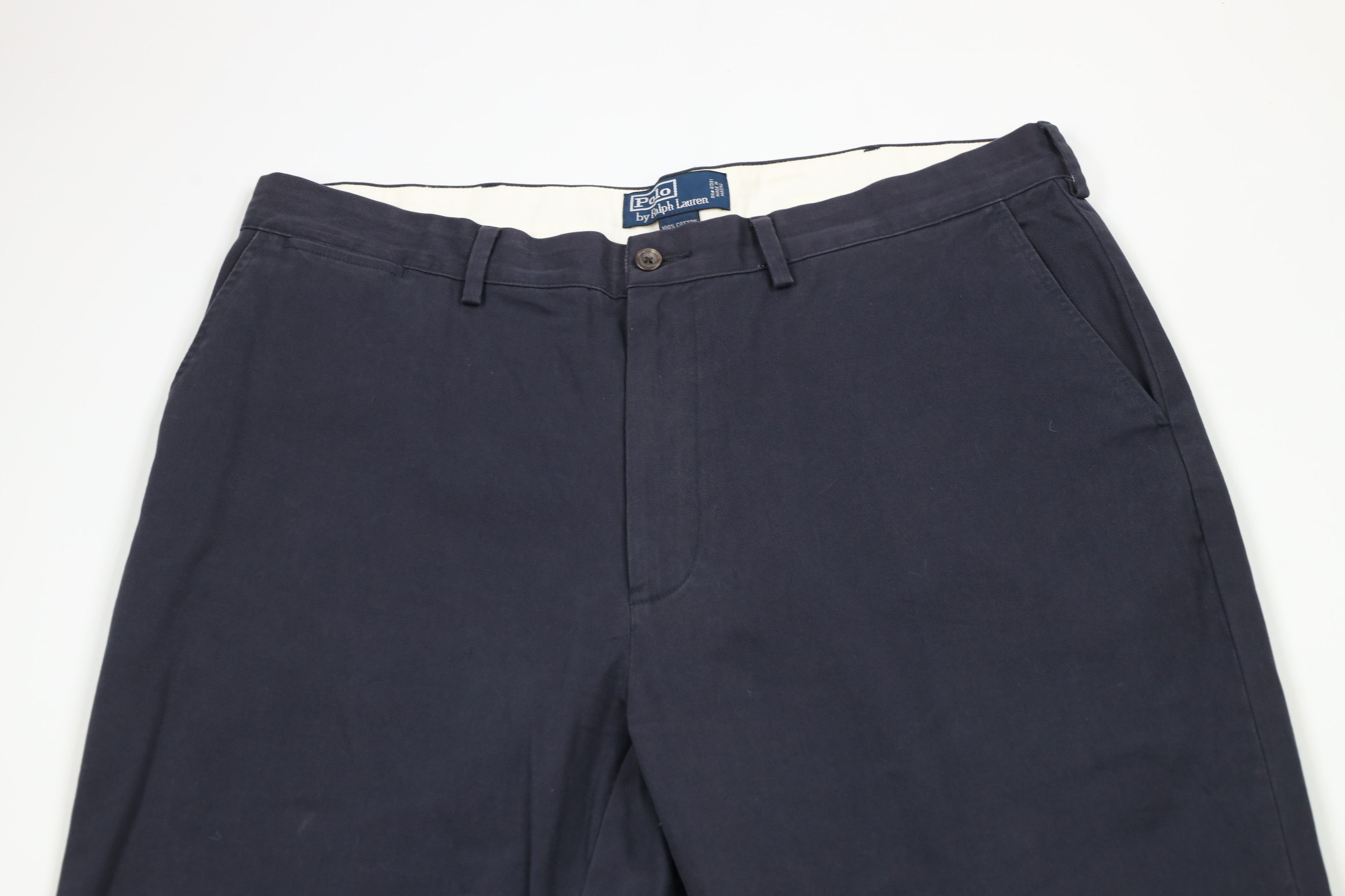 Ralph Lauren × Vintage Vintage 90s Ralph Lauren Wide Leg Chino Pants Navy Blue Size US 38 / EU 54 - 2 Thumbnail