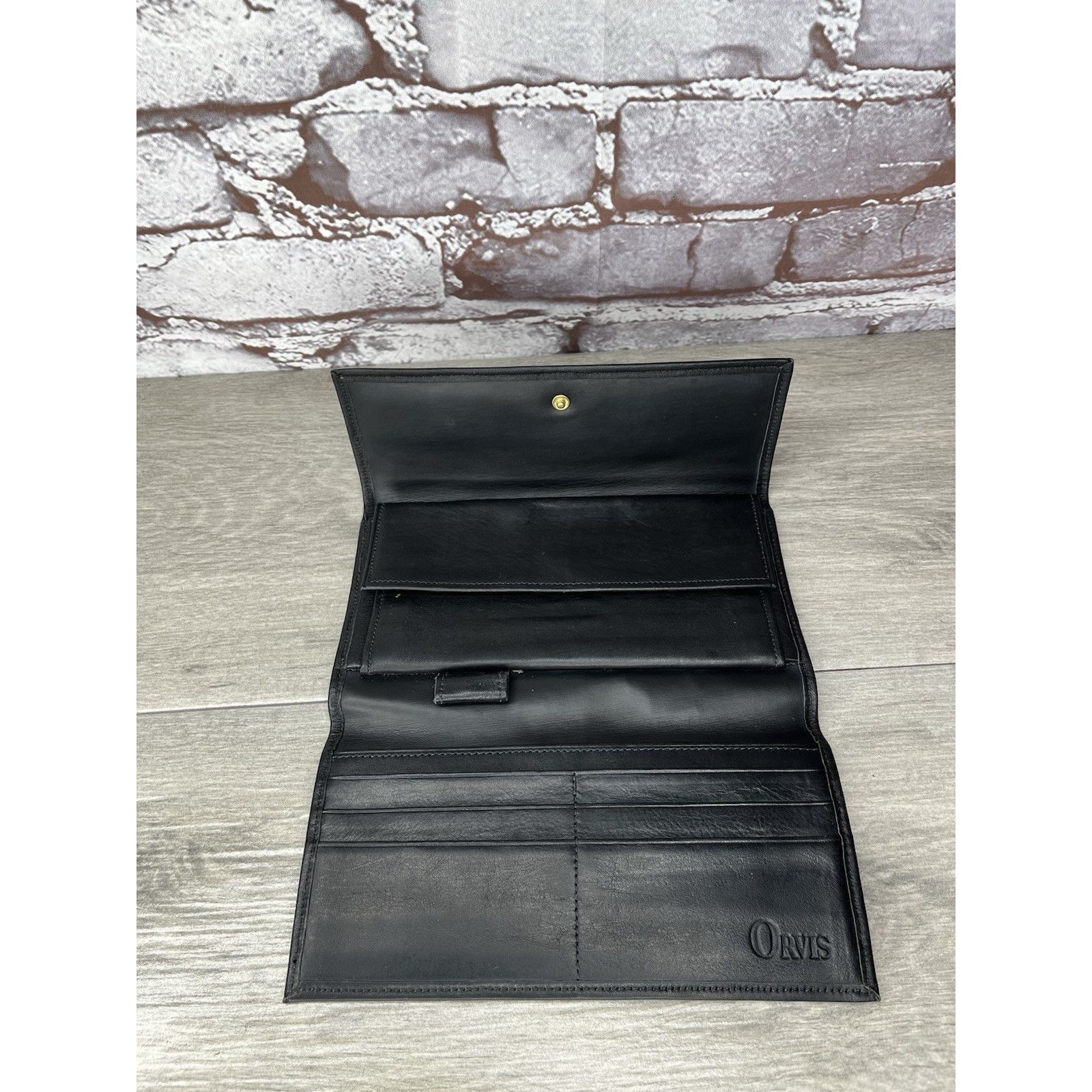 Orvis Vintage Orvis American Black Leather Bifold Wallet 6 Card Sl Size ONE SIZE - 13 Thumbnail