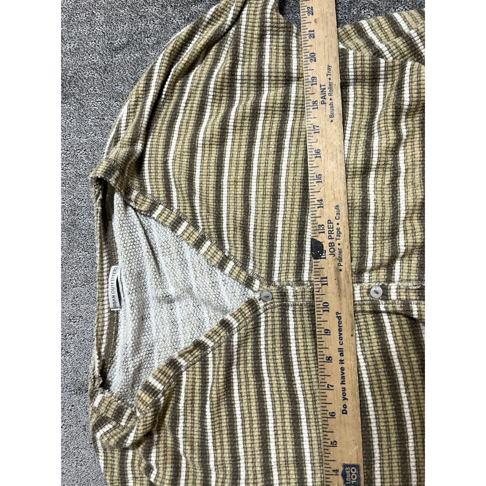 Urban Outfitters Urban Outfitters Sweater Women XS Beige Cropped Long Sleeve Button Up Striped Cardigan V-Neck Size XS / US 0-2 / IT 36-38 - 4 Thumbnail