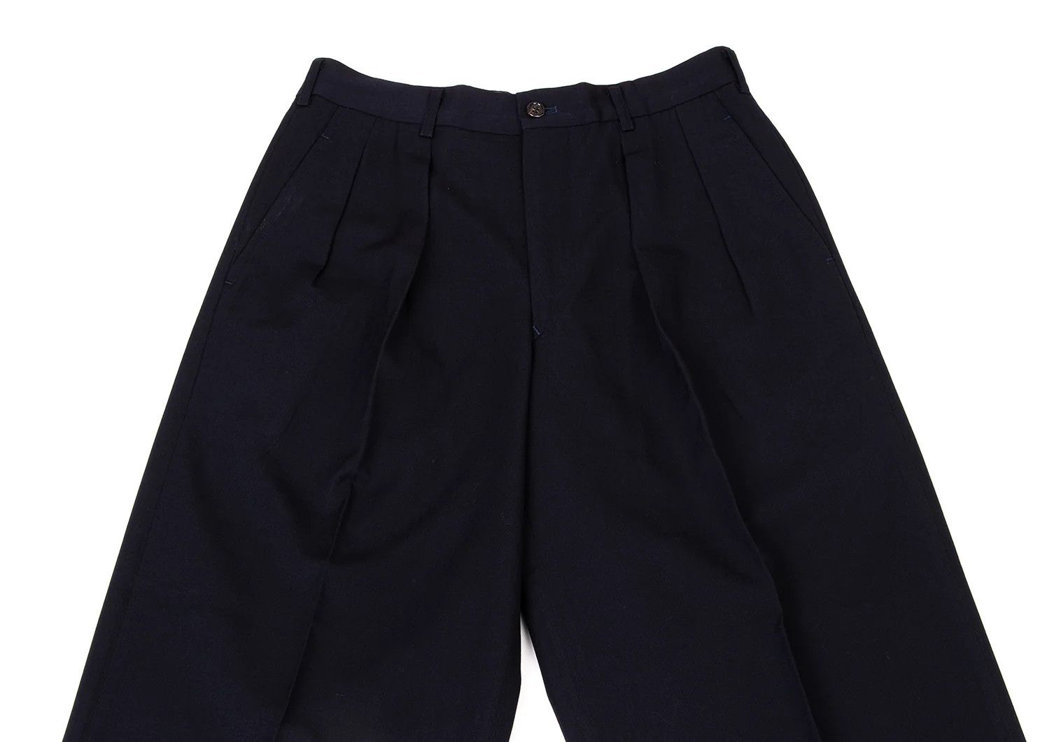 Comme des Garcons Homme Plus Wool Tuck Wide Pants in Navy, Size S Size US 30 / EU 46 - 2 Thumbnail