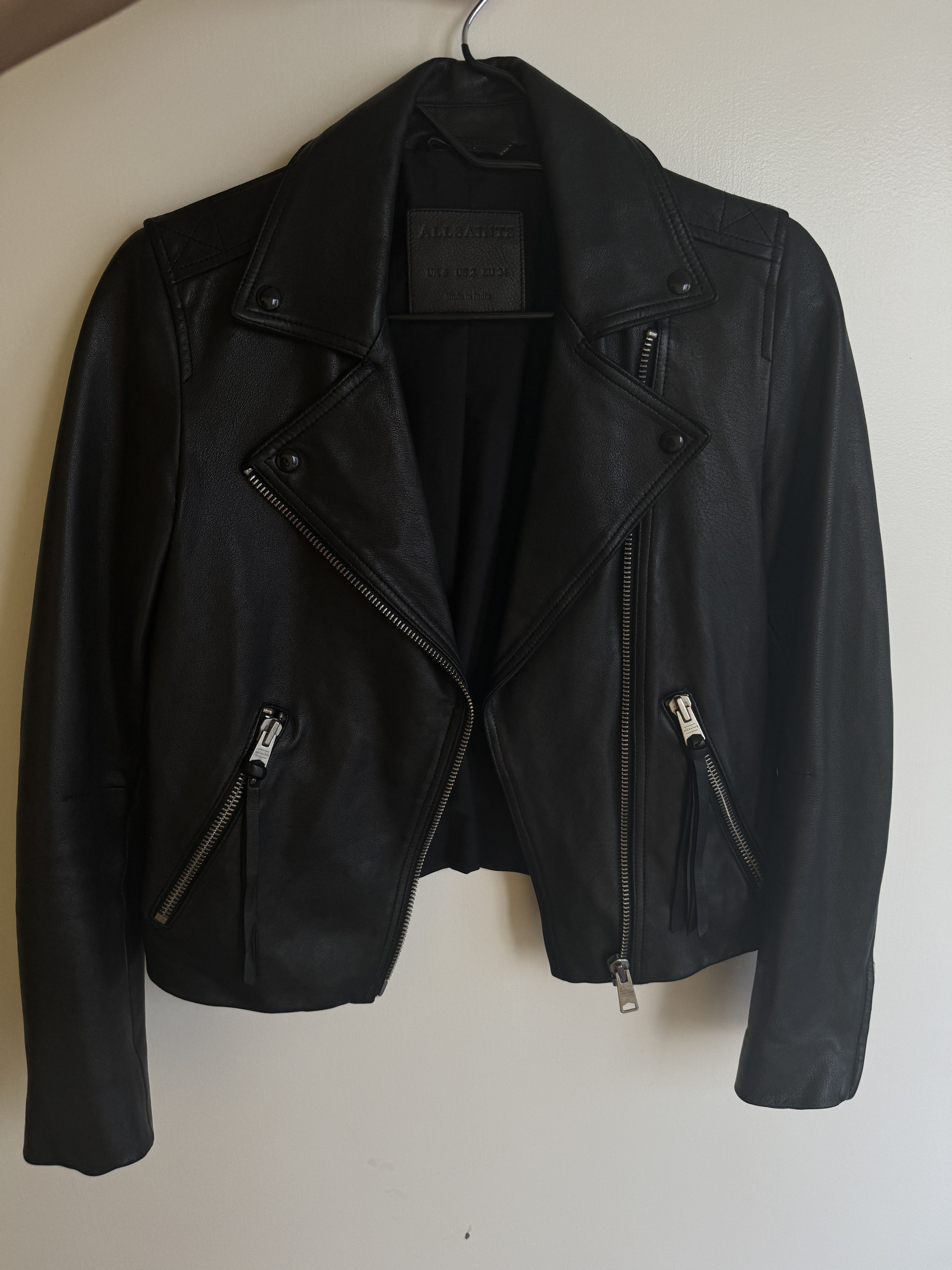 Allsaints Dalby Slim Fit Leather Biker Jacket Size S / US 4 / IT 40 - 1 Thumbnail