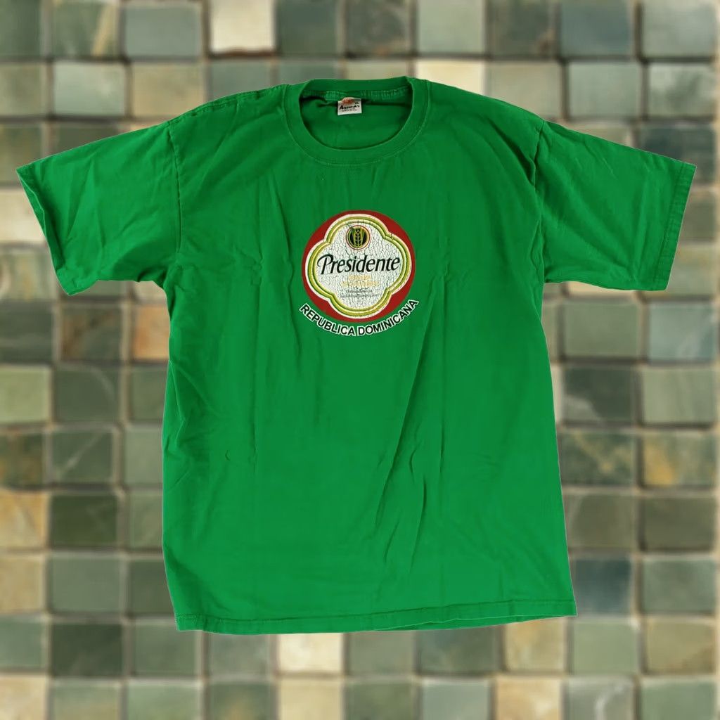 Vintage Presidente Cerveza Dominican Republic Beer T Shirt VTG Green Mens XL Size US XL / EU 56 / 4 - 1 Thumbnail